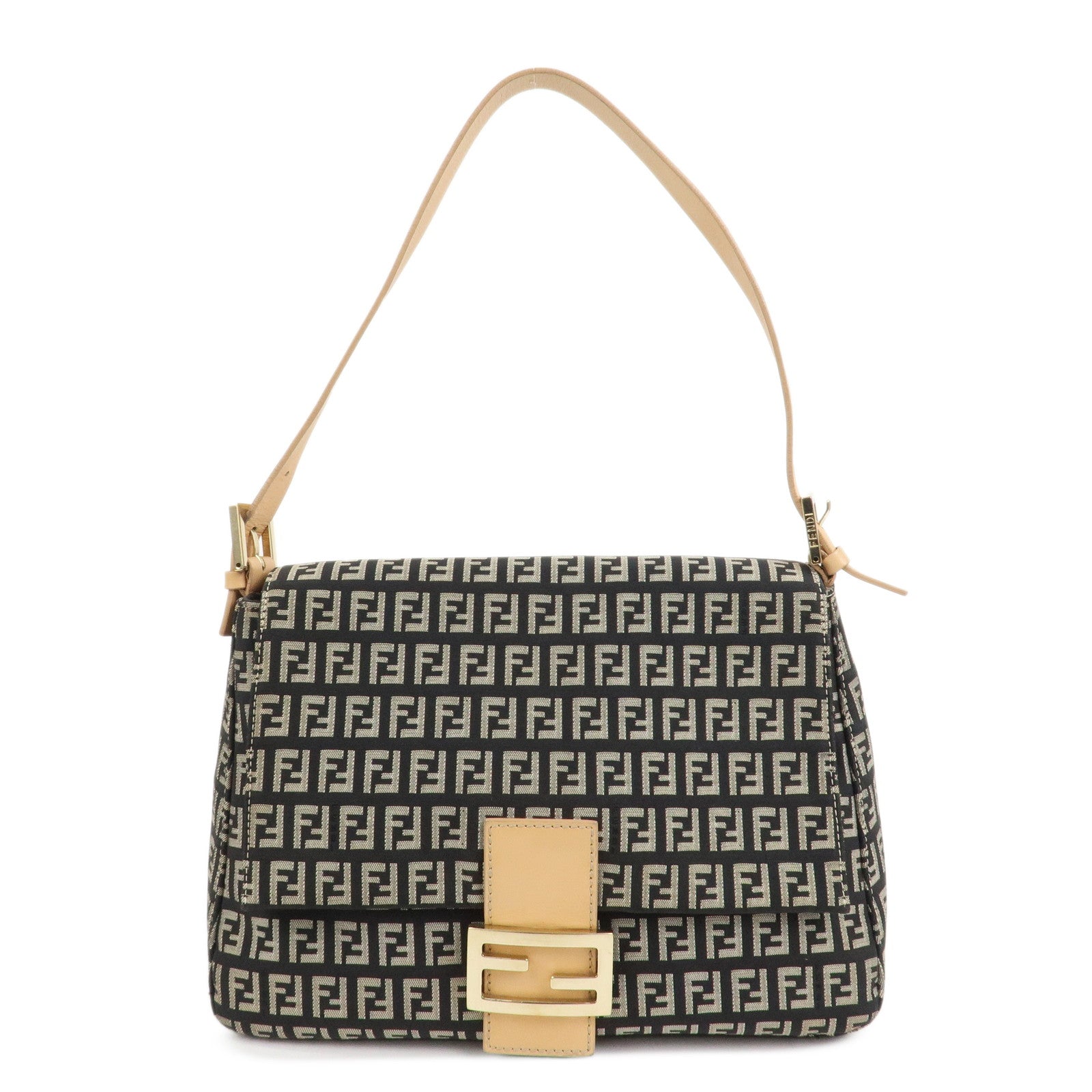 FENDI Mamma Baguette Canvas Leather Shoulder Bag 8BR001