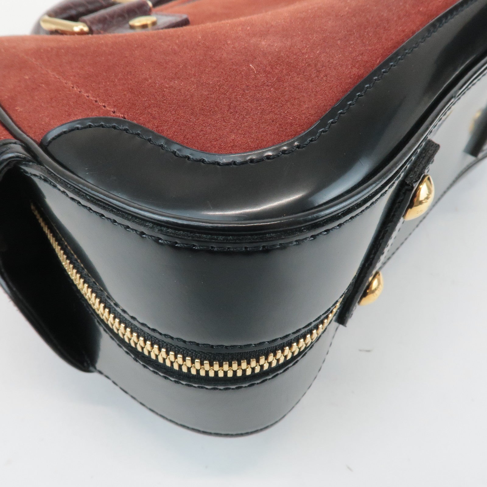 Louis Vuitton Cruise Line Suede Stamp Bag PM Bowling Bag Brown M95238 Used