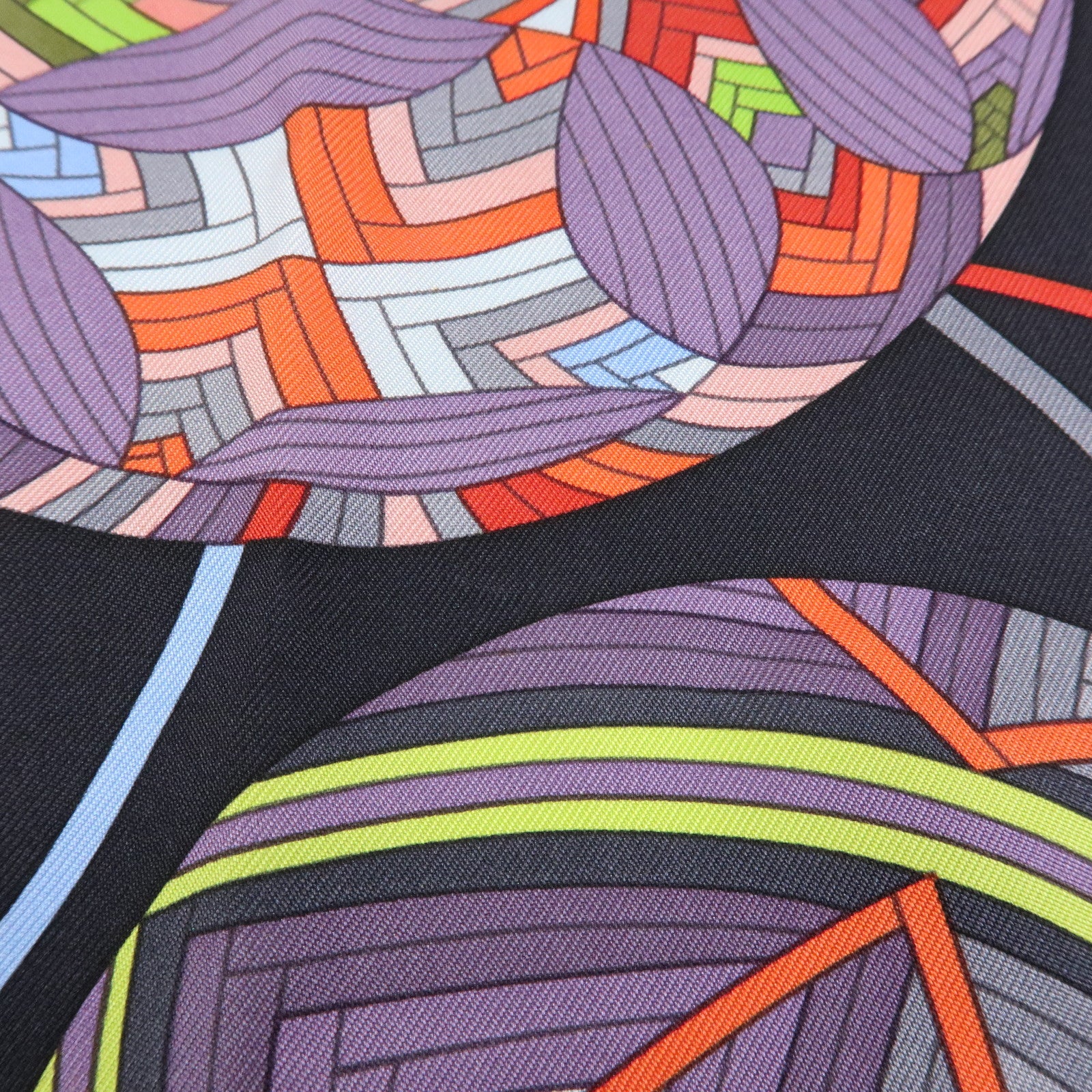 HERMES Carre 90 Silk 100% Scarf L'art du temari Black