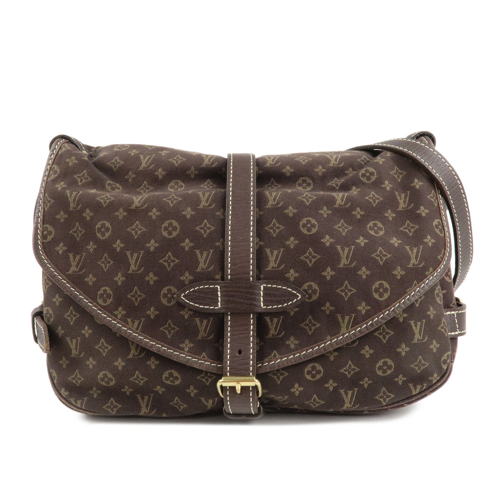 Louis Vuitton Monogram Mini Lin Saumur 30 Ebene Brown M95227 Used