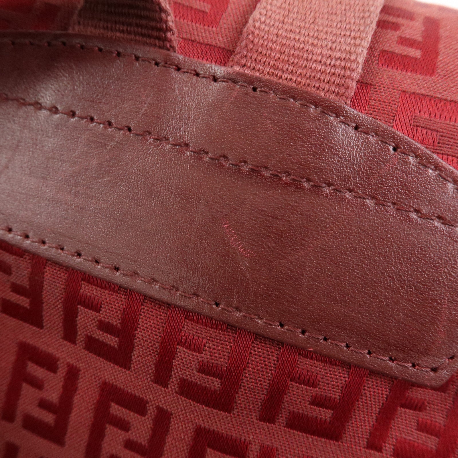 FENDI Zucchino Canvas Leather Backpack Rucksuck Red 8BZ001
