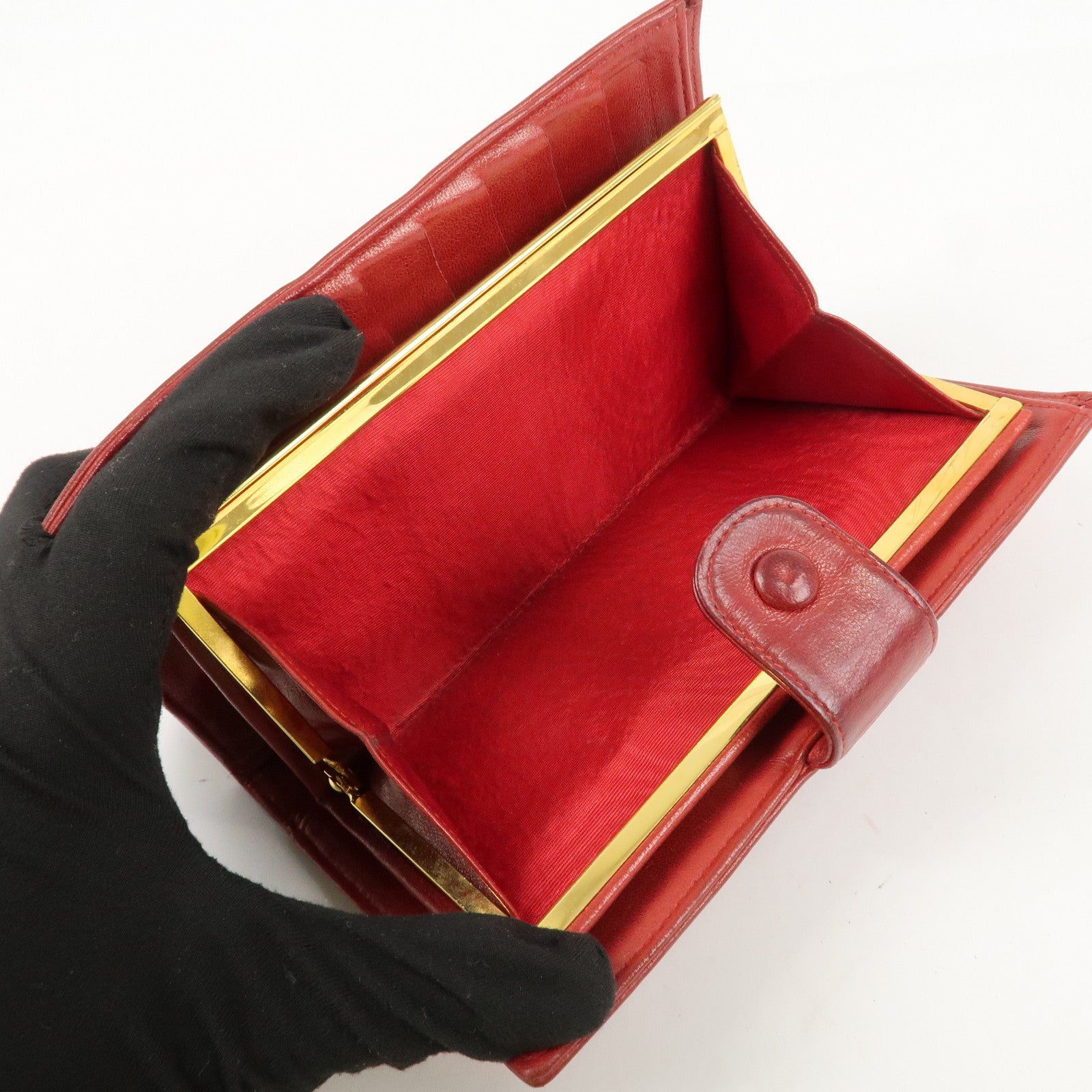 CHANEL COCO Mark Caviarskin Bi-fold Wallet Red A01429 Used