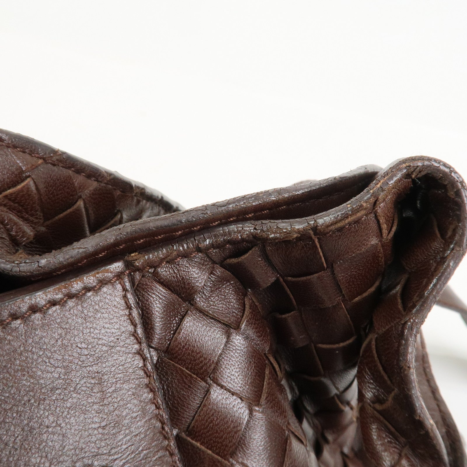 BOTTEGA VENETA Intrecciato Leather Hand Bag Brown