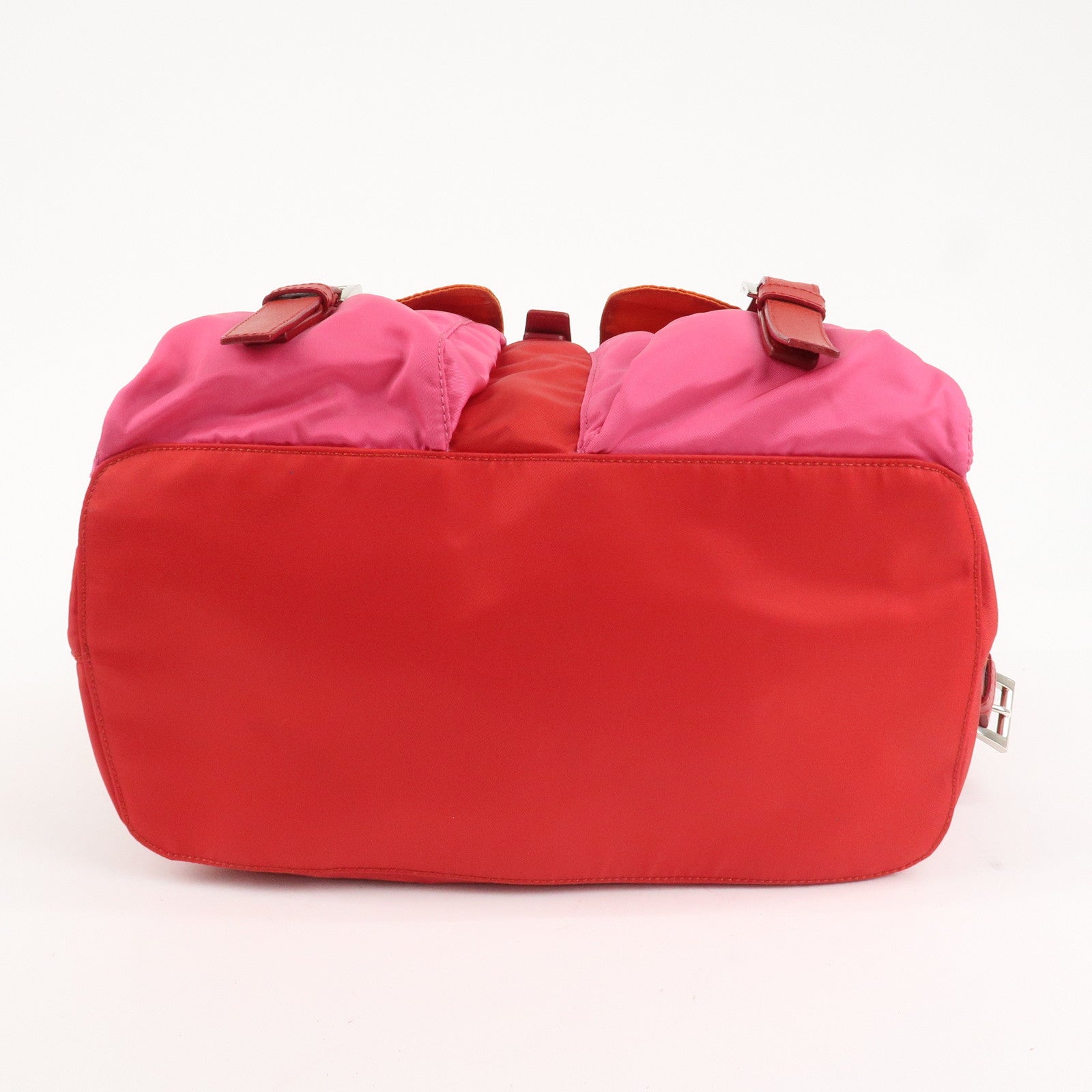 PRADA Triangle Logo Nylon Leather Backpack Ruck Sack Pink B6677 Used