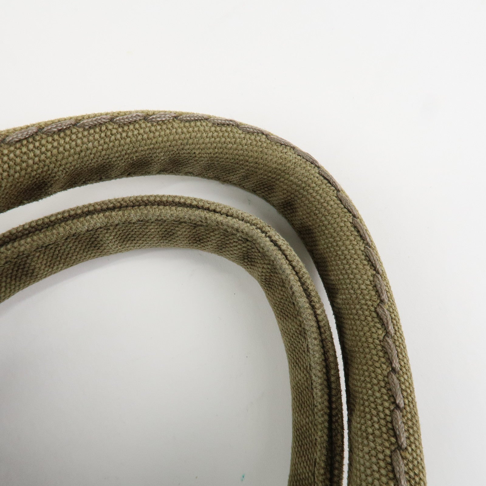 PRADA Logo Canapa Mini Canvas Tote Bag Hand Bag Khaki BN2439 Used