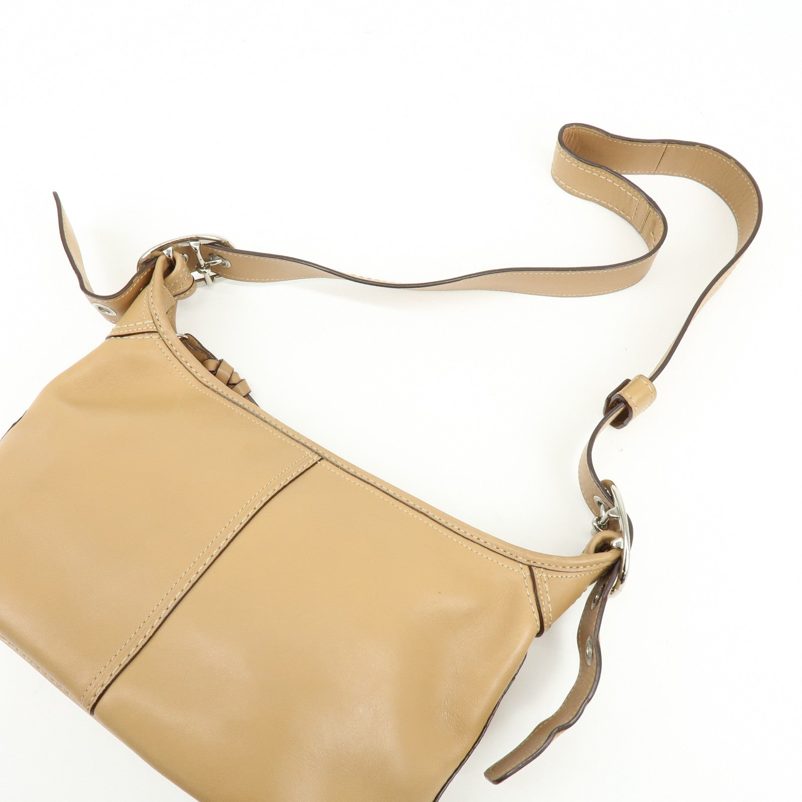 COACH Leather Shoulder Bag Light Brown