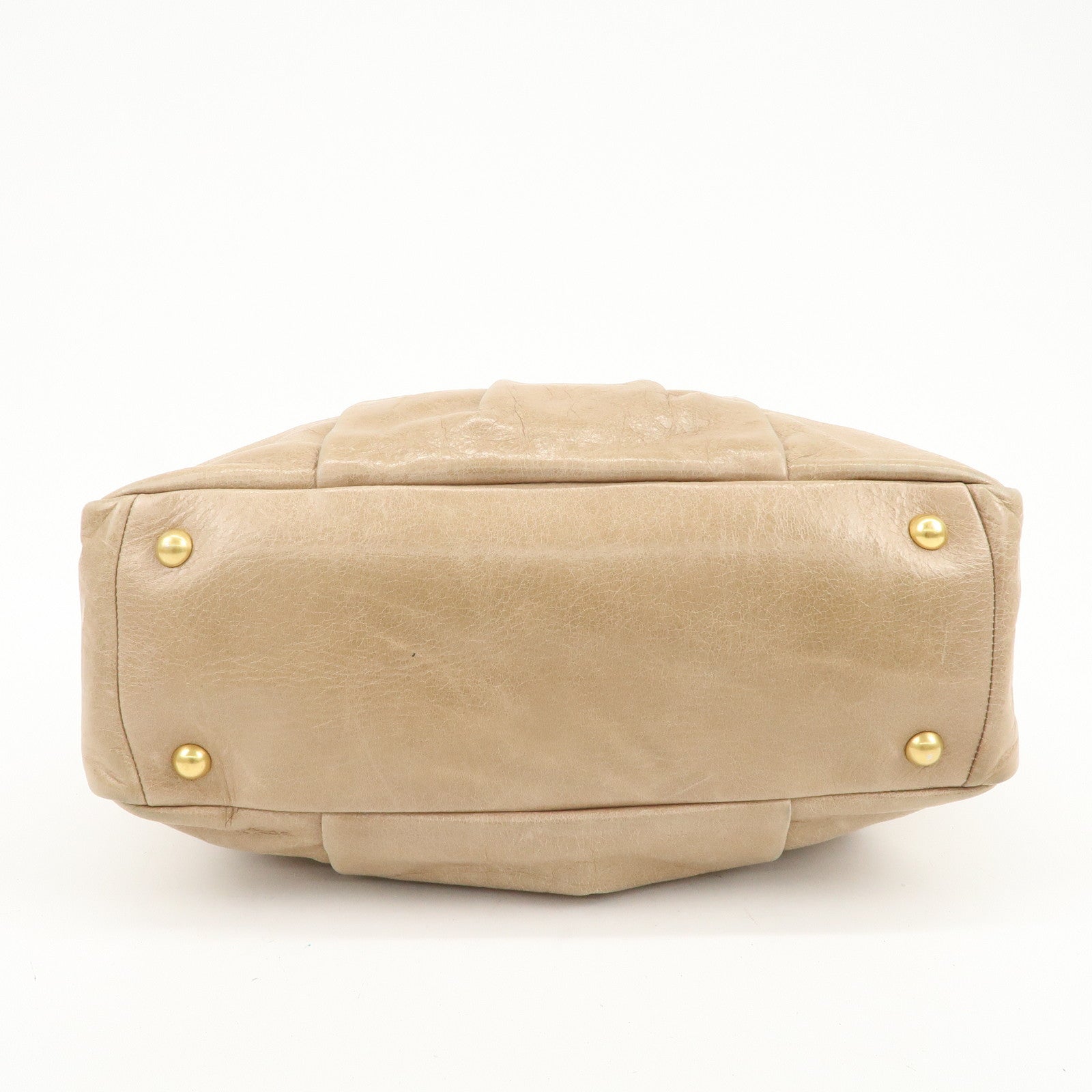 MIU MIU Leather 2Way Bag Hand Bag Shoulder Bag Light Brown RL0048