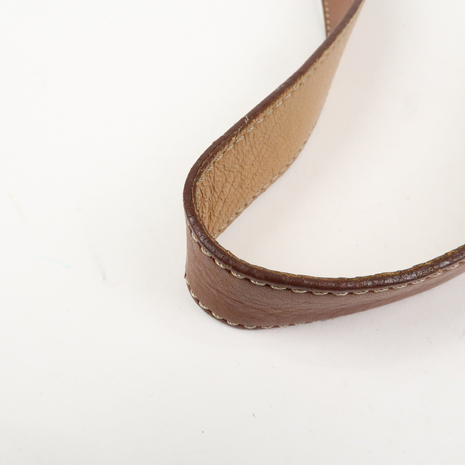 CELINE Macadam PVC Canvas Leather Shoulder Bag Brown Gold Hardware