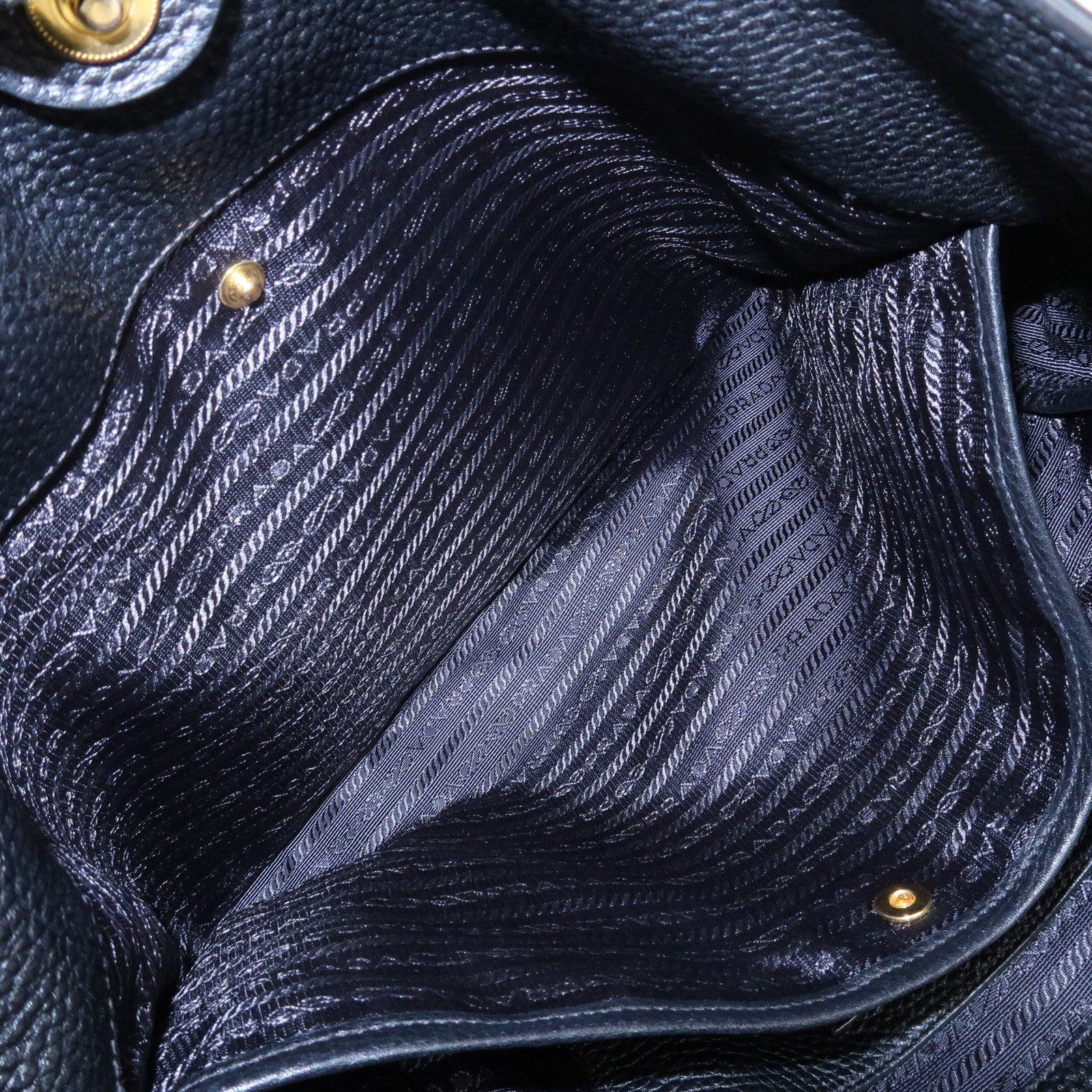 PRADA Vitello Daino Leather 2Way Tote Bag Shoulder Bag Black BN1713