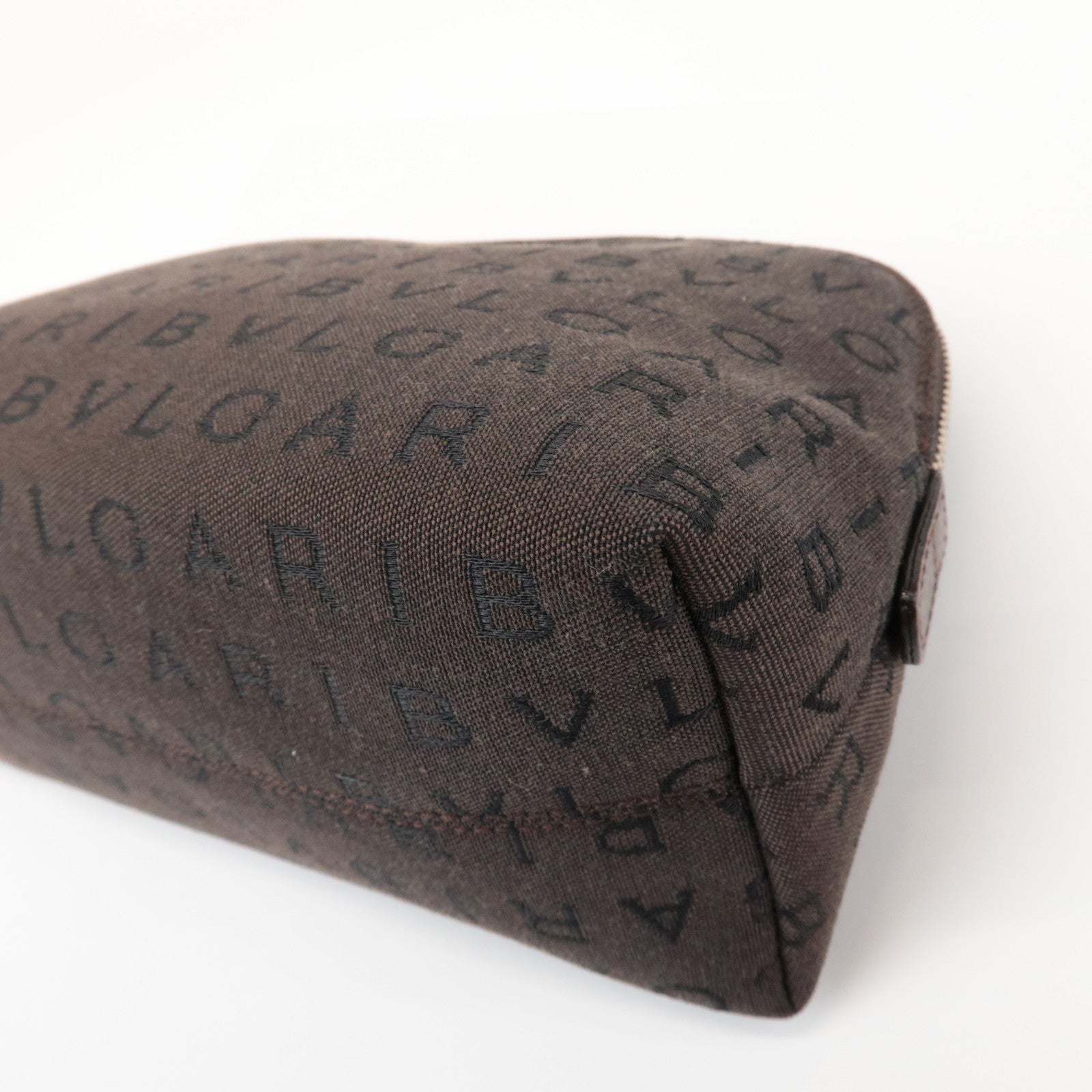 BVLGARI Logomania Canvas Pouch Cosmetic Pouch Dark Brown