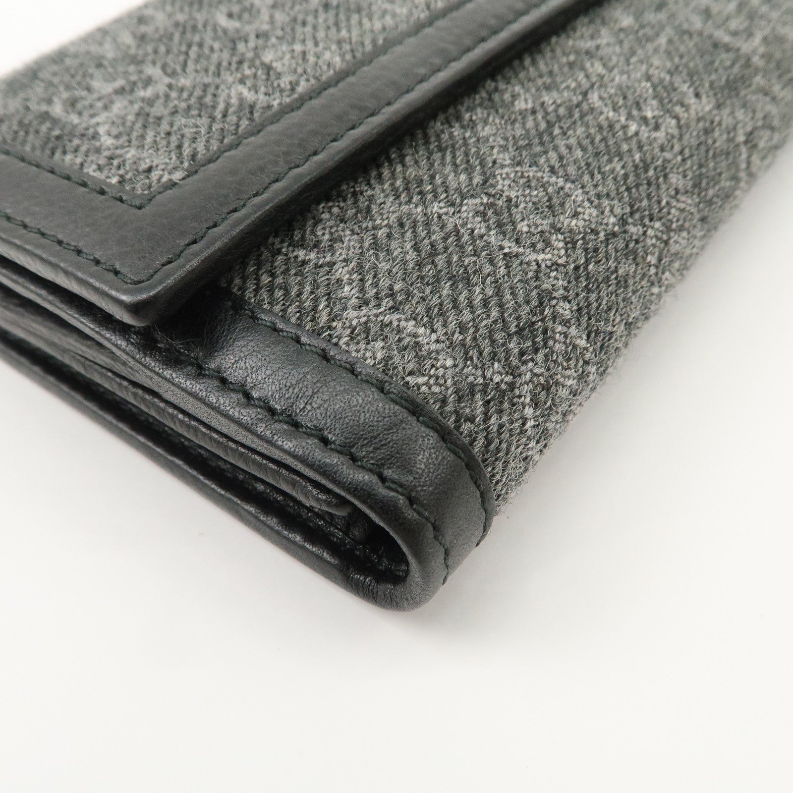 GUCCI Interlocking G Leather GG Wool Long Bi-fold Wallet 269903 Used