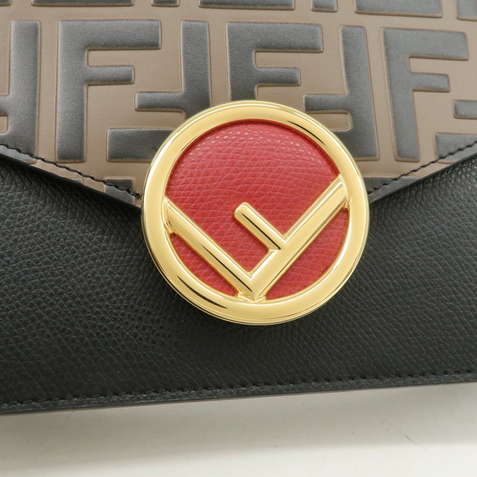 FENDI F is FENDI Leather Chain Shoulder Bag Black Brown 8BS006 Used