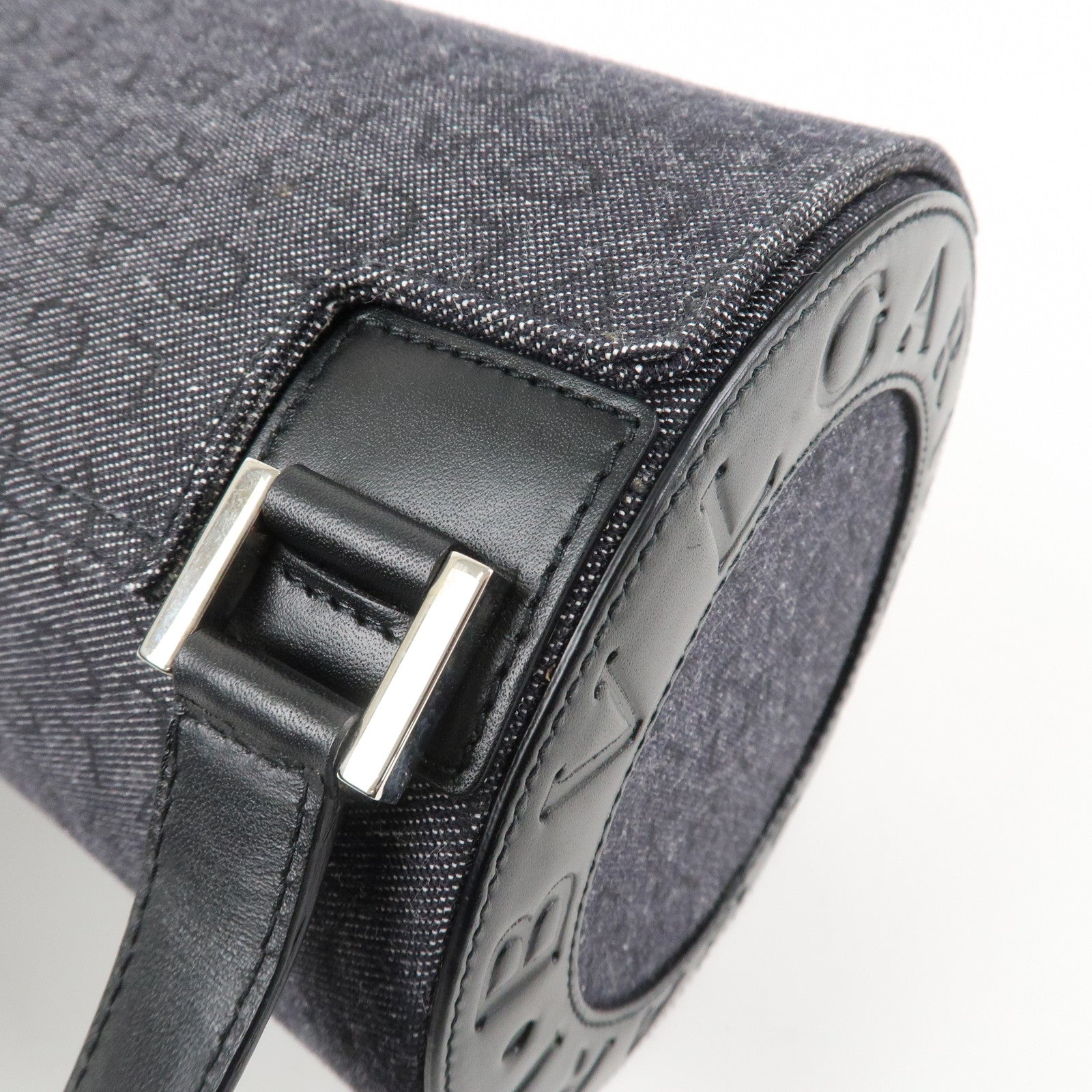 BVLGARI B-zero1 Drum Canvas Shoulder Bag Black Navy Used Used