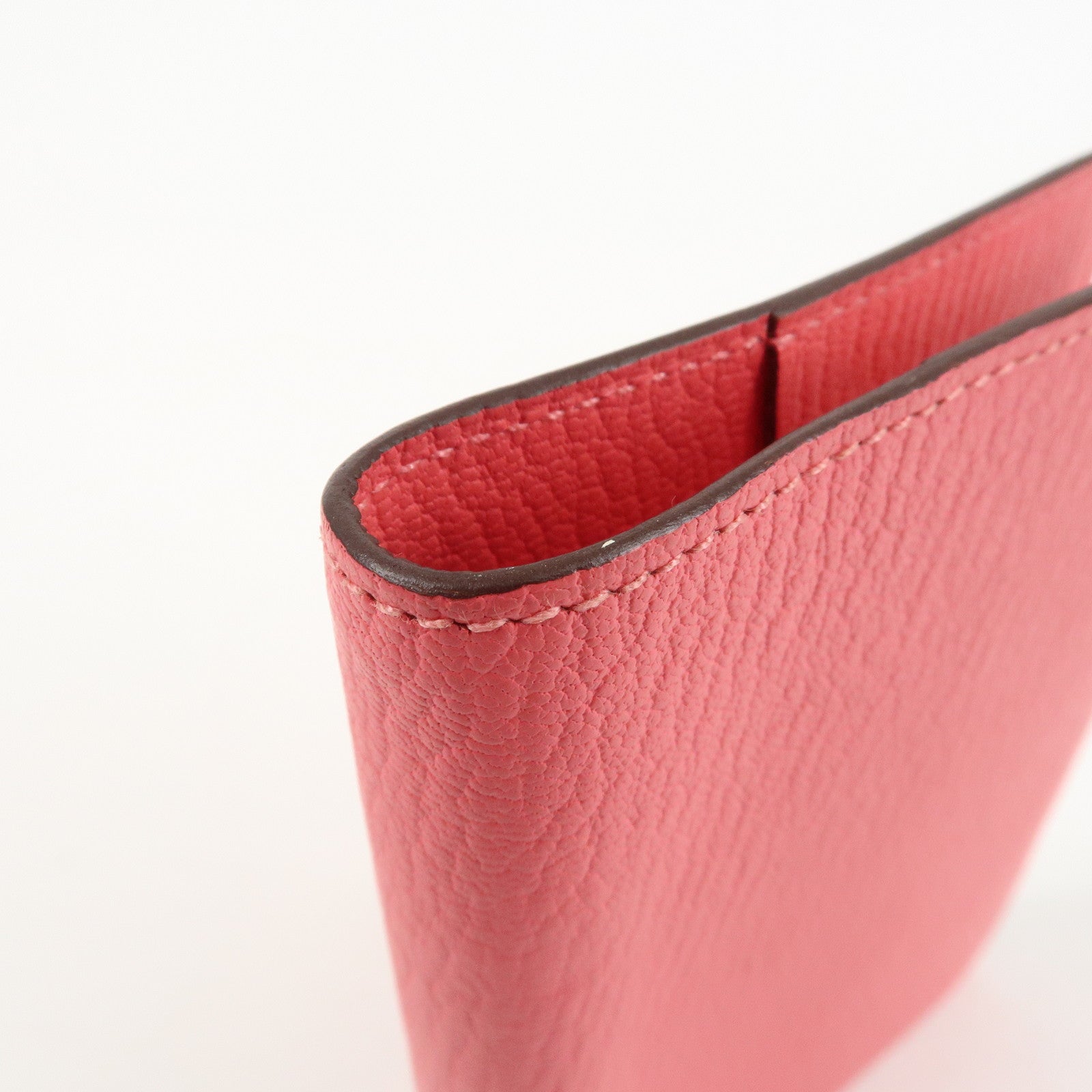 HERMES Leather Agenda PM Planner Cover 笆。X Stamped Rose Azalee Used