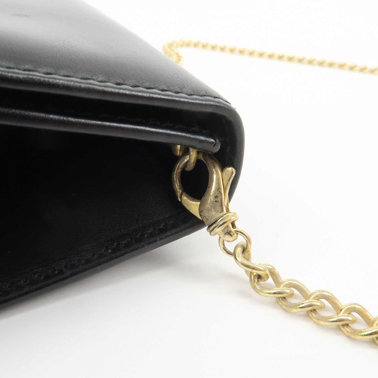 Ferragamo Gancini Embossed Leather Chain Shoulder Bag Black