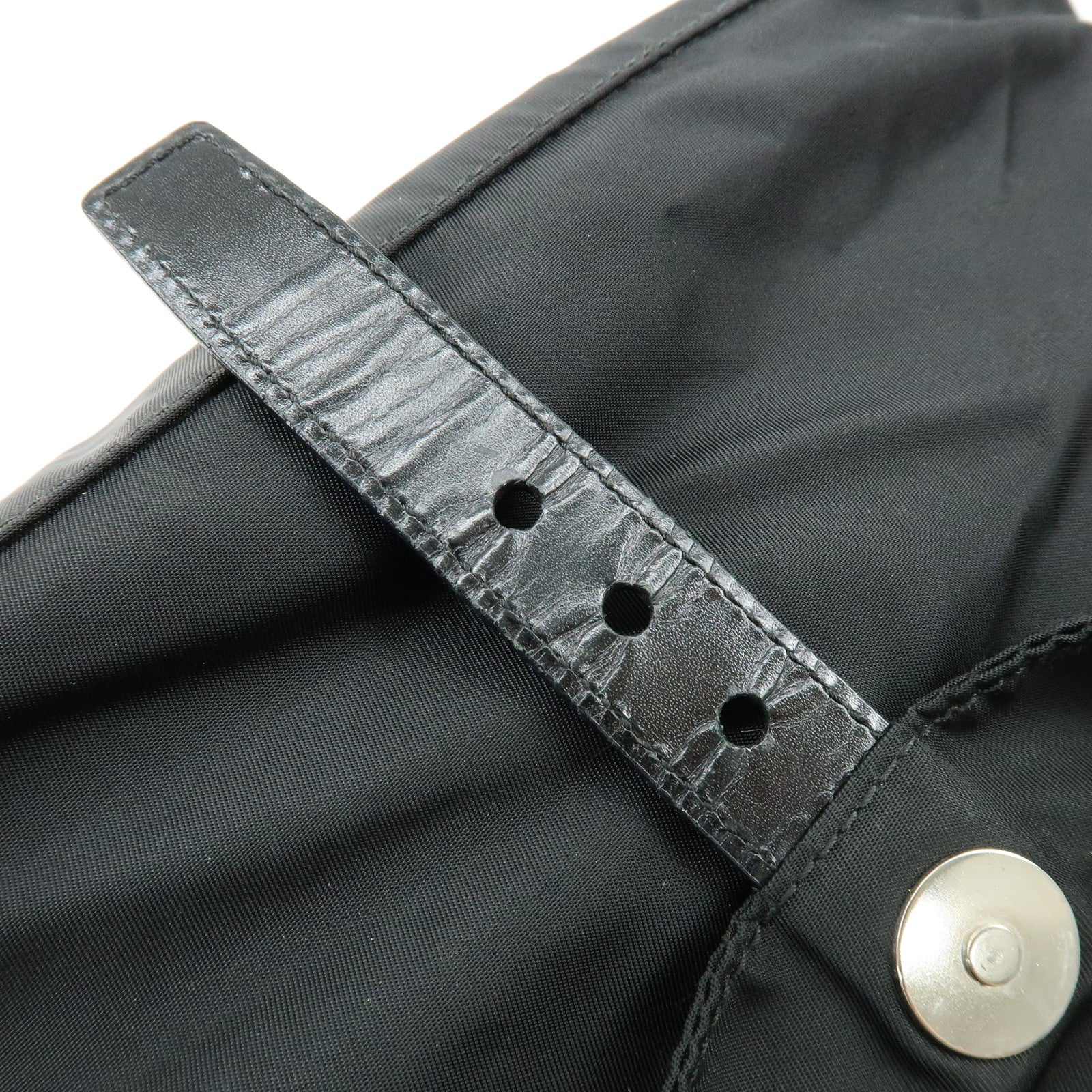 PRADA Triangle Logo Nylon Leather Backpack Rucksuck Black