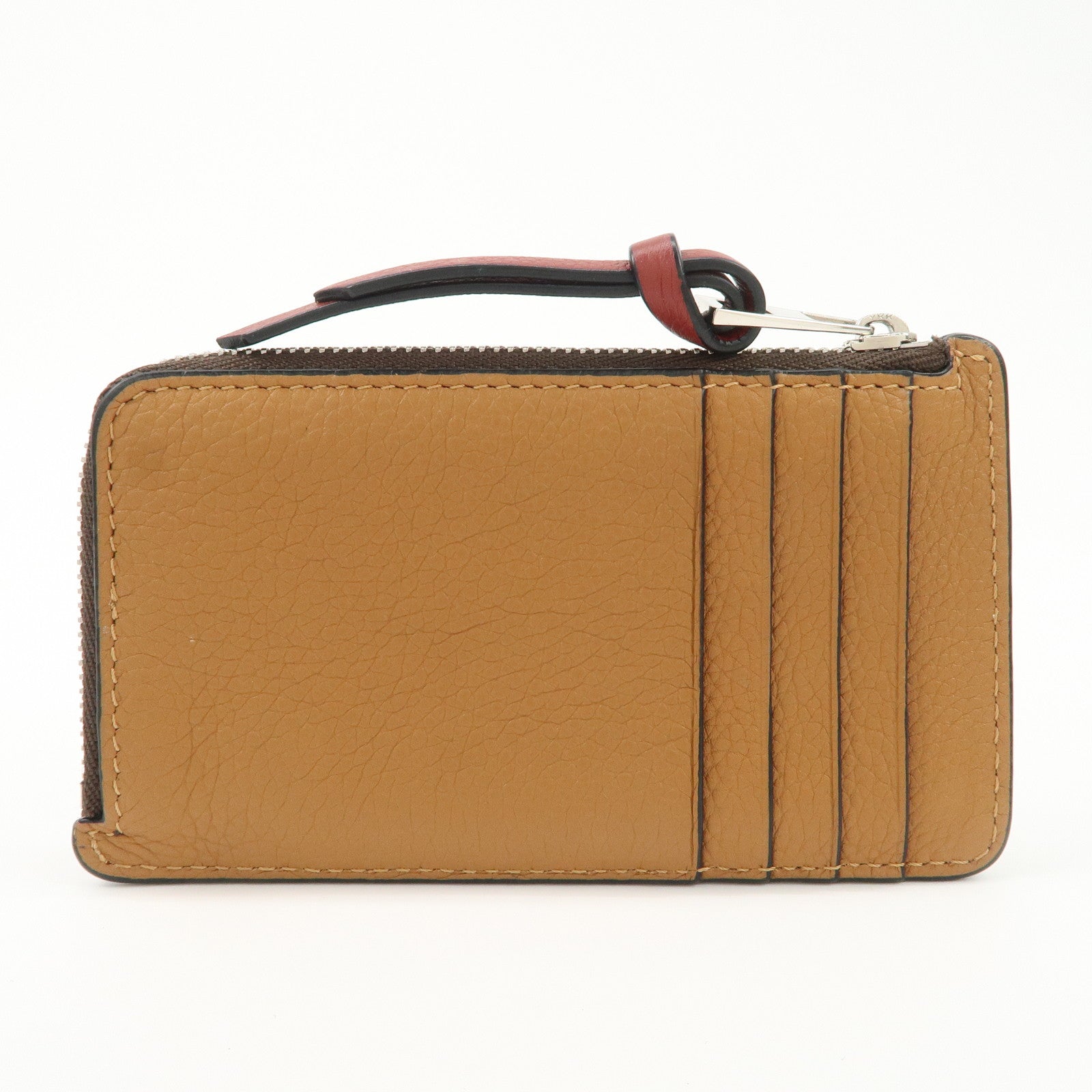 LOEWE Anagram Leather Coin Case Fragment Case Beige Brown