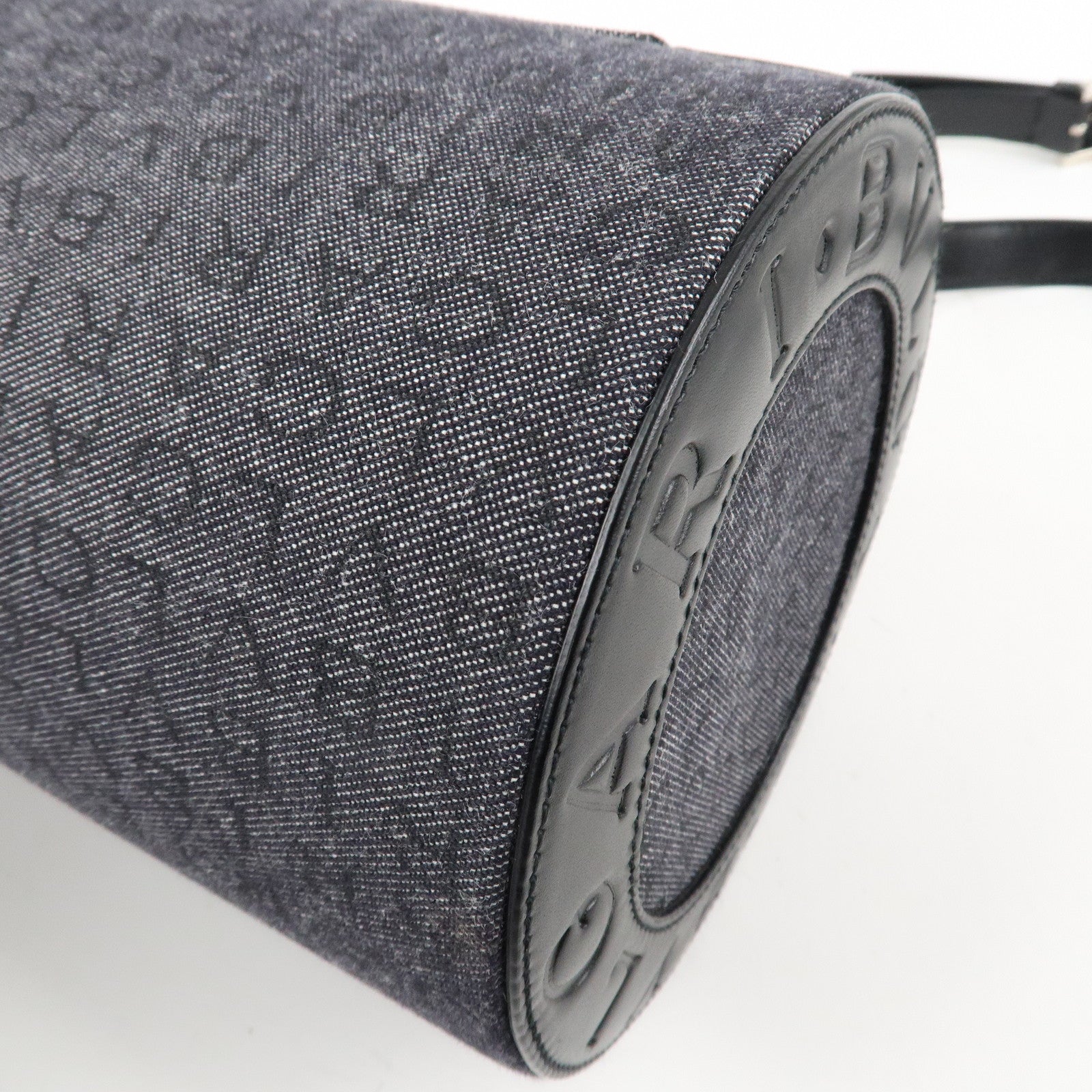 BVLGARI B-zero1 Drum Canvas Shoulder Bag Black Navy Used Used