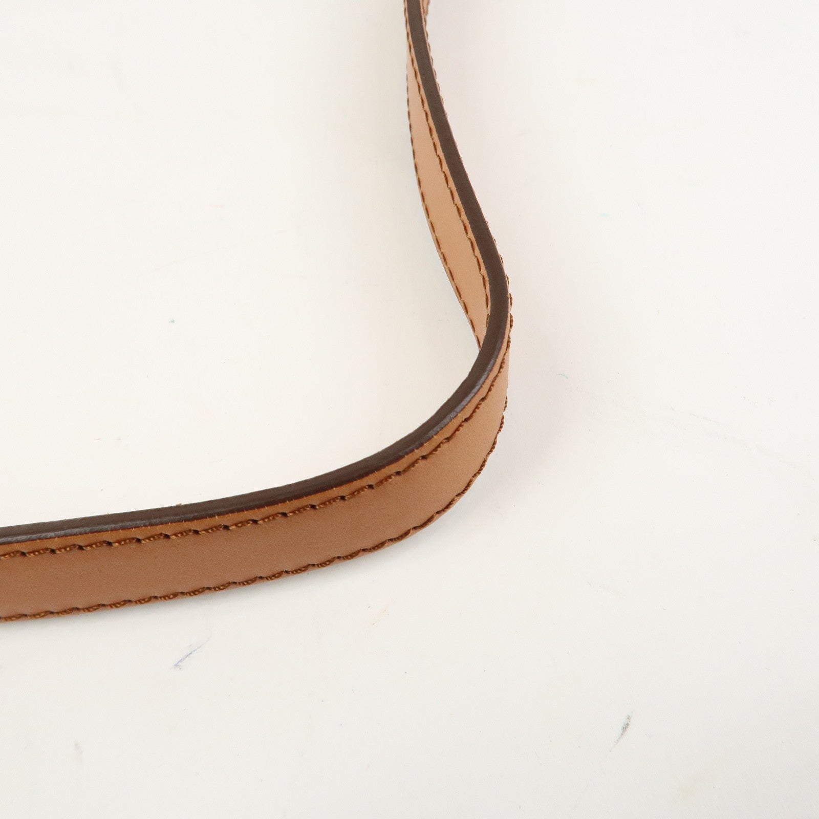 MCM Visetos Leather Bucket Bag Shoulder Bag Drawstring Brown