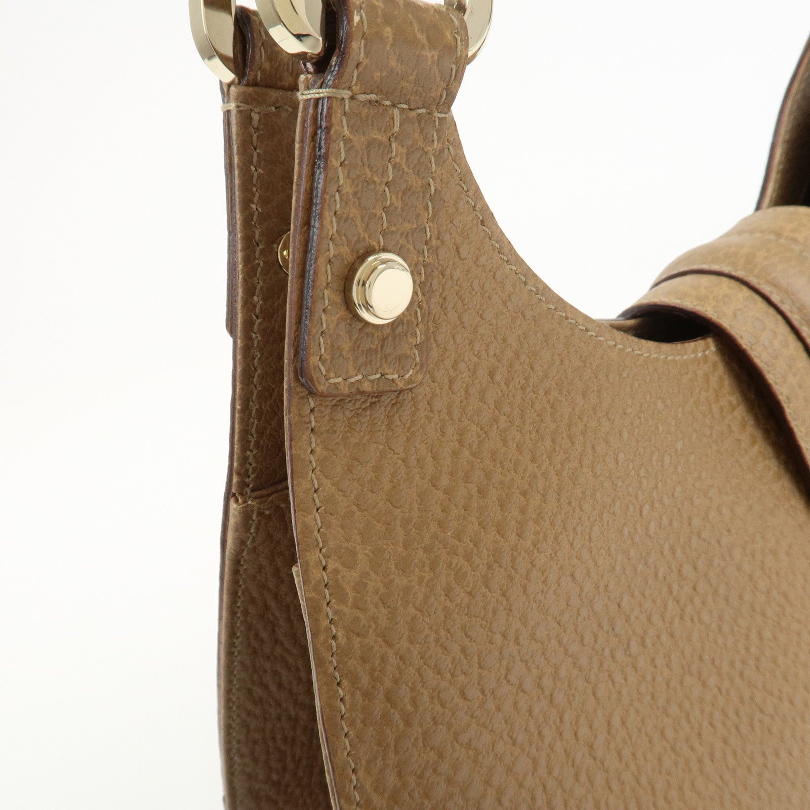 GUCCI Leather Shoulder Bag Hand Bag Brown 130995