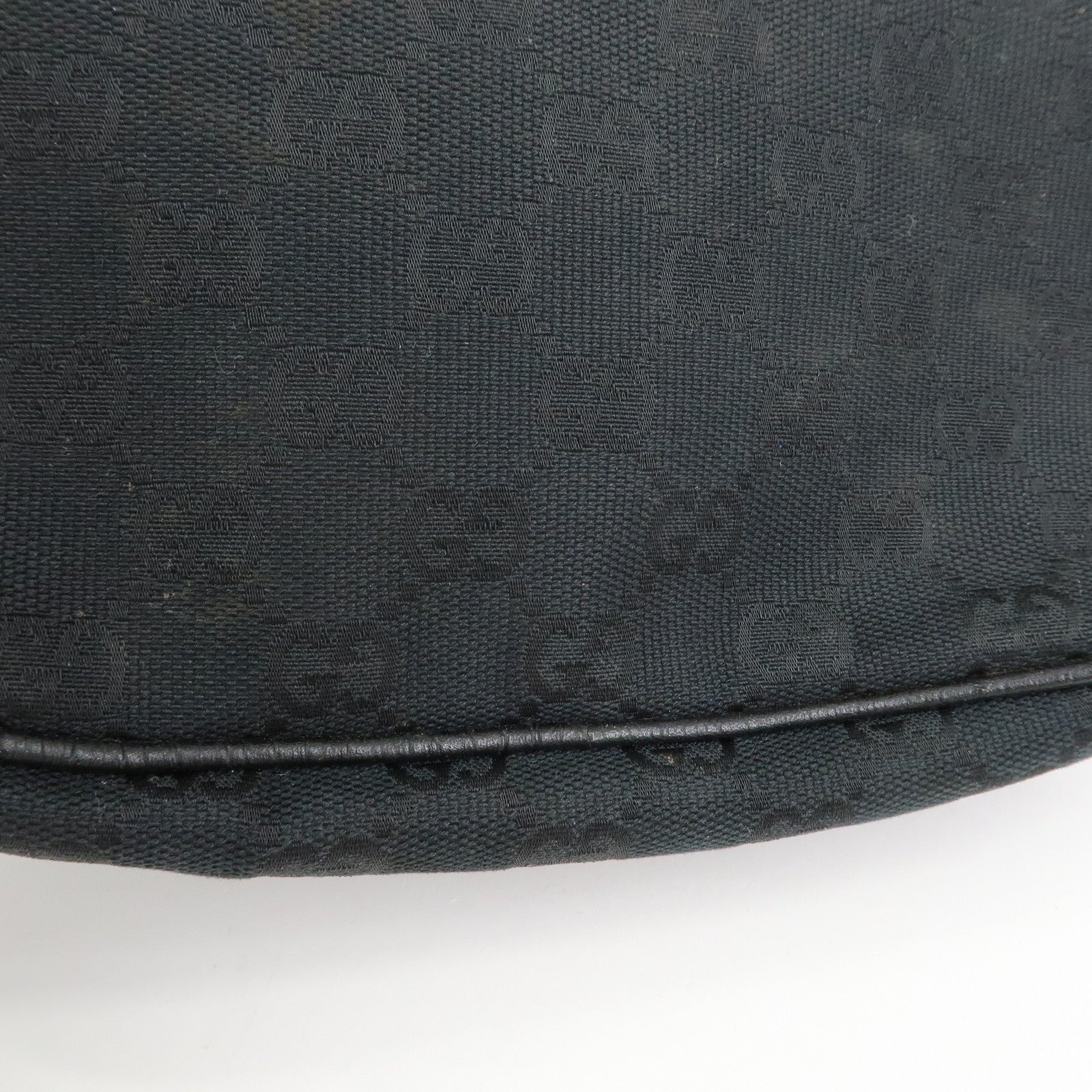 GUCCI Sherry Boat Bag GG Canvas Leather Hand Bag Black 141809