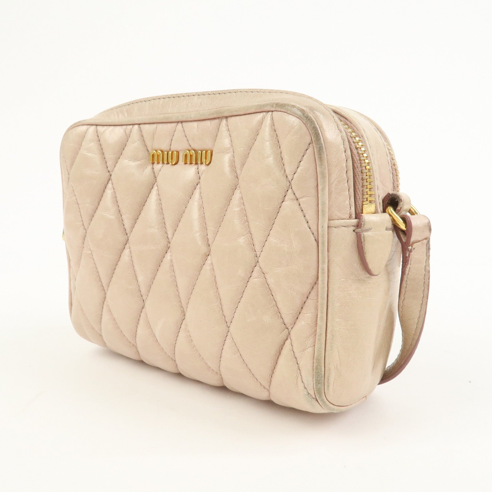 MIU MIU Leather Shoulder Bag Crossbody Bag Light Pink 5BH543