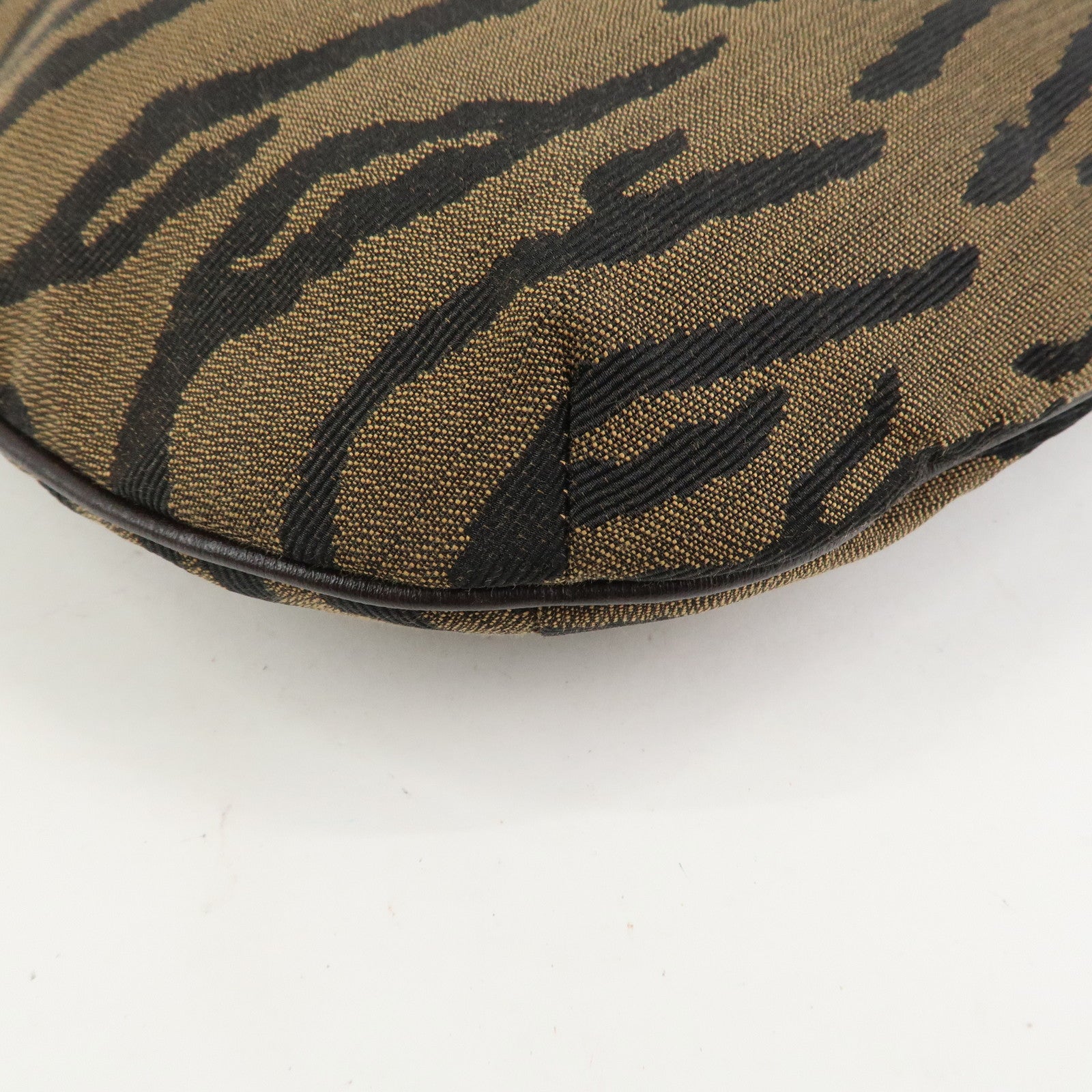 FENDI Canvas Leather Shoulder Bag Hand Bag Zebra Motif 8BR279