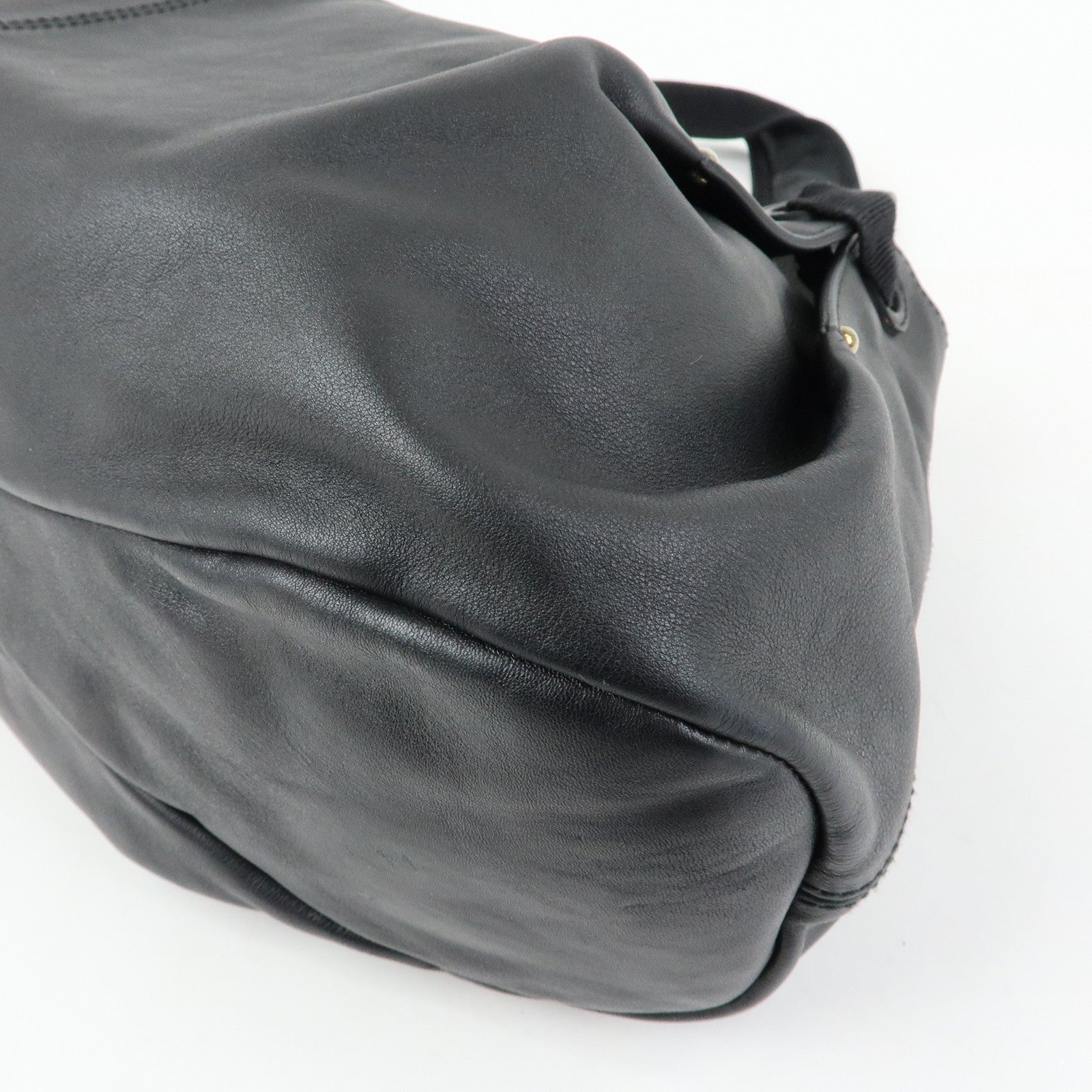 Ferragamo Vara Ribbon Leather Tote Bag Shoulder Bag Hand Bag Black