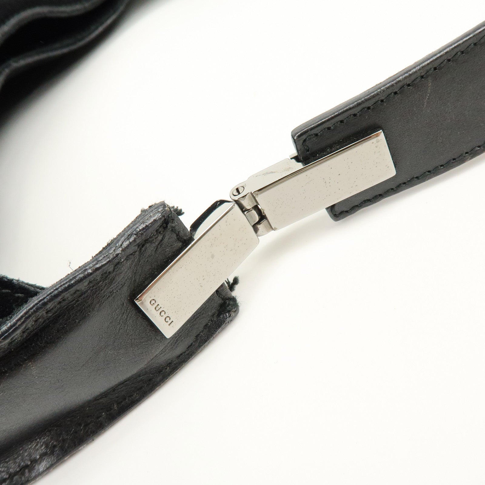 GUCCI Suede Leather Shoulder Bag Hand Bag Black 001・3767