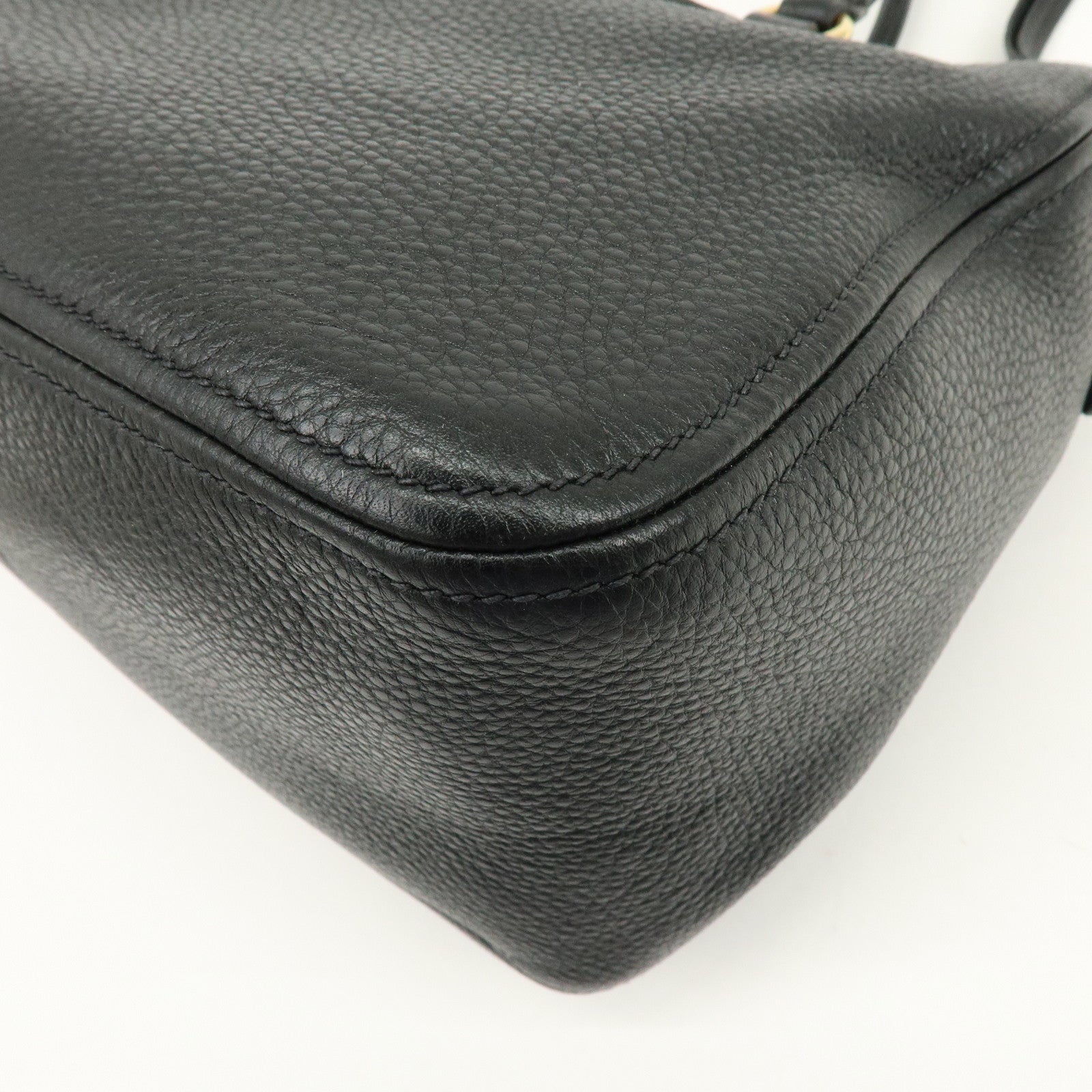PRADA Leather 2Way Bag Hand Bag Shoulder Bag Black 1BB023