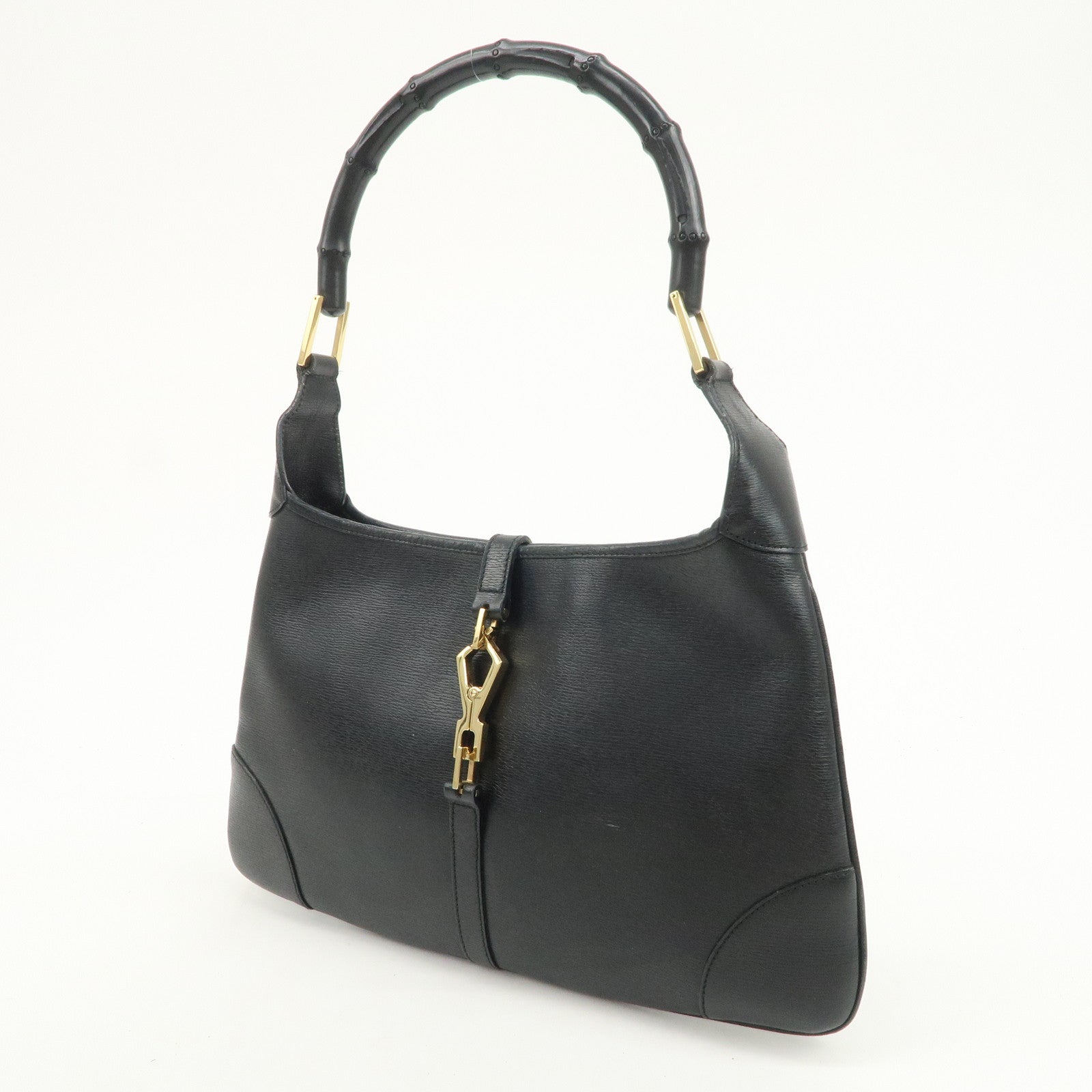GUCCI Bamboo Leather Kandinsky Shoulder Bag Black 001・4060・002058