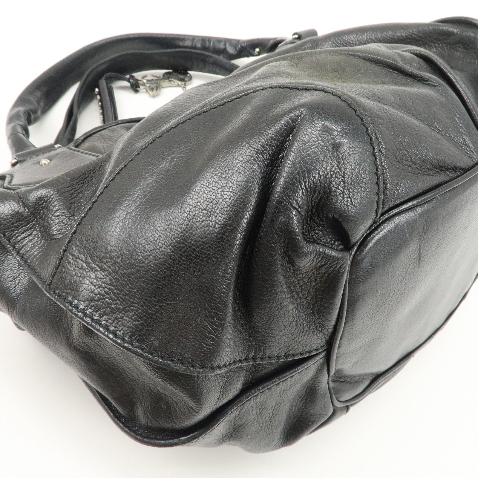 CELINE Bitter Sweet Leather Shoulder Bag Hand Bag Black Used