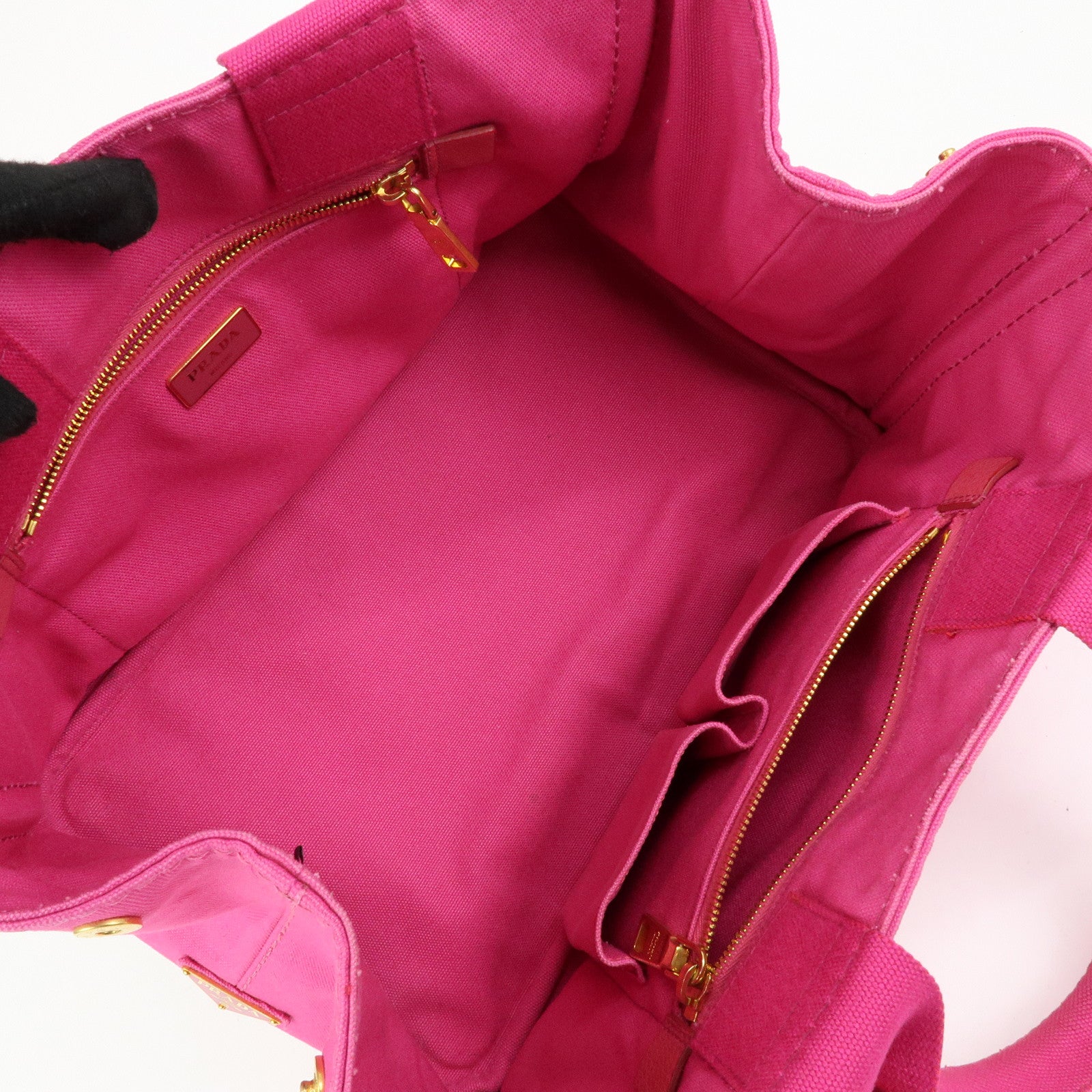 PRADA Triangle Logo Canapa Canvas Hand Bag Tote Bag Pink BN1872