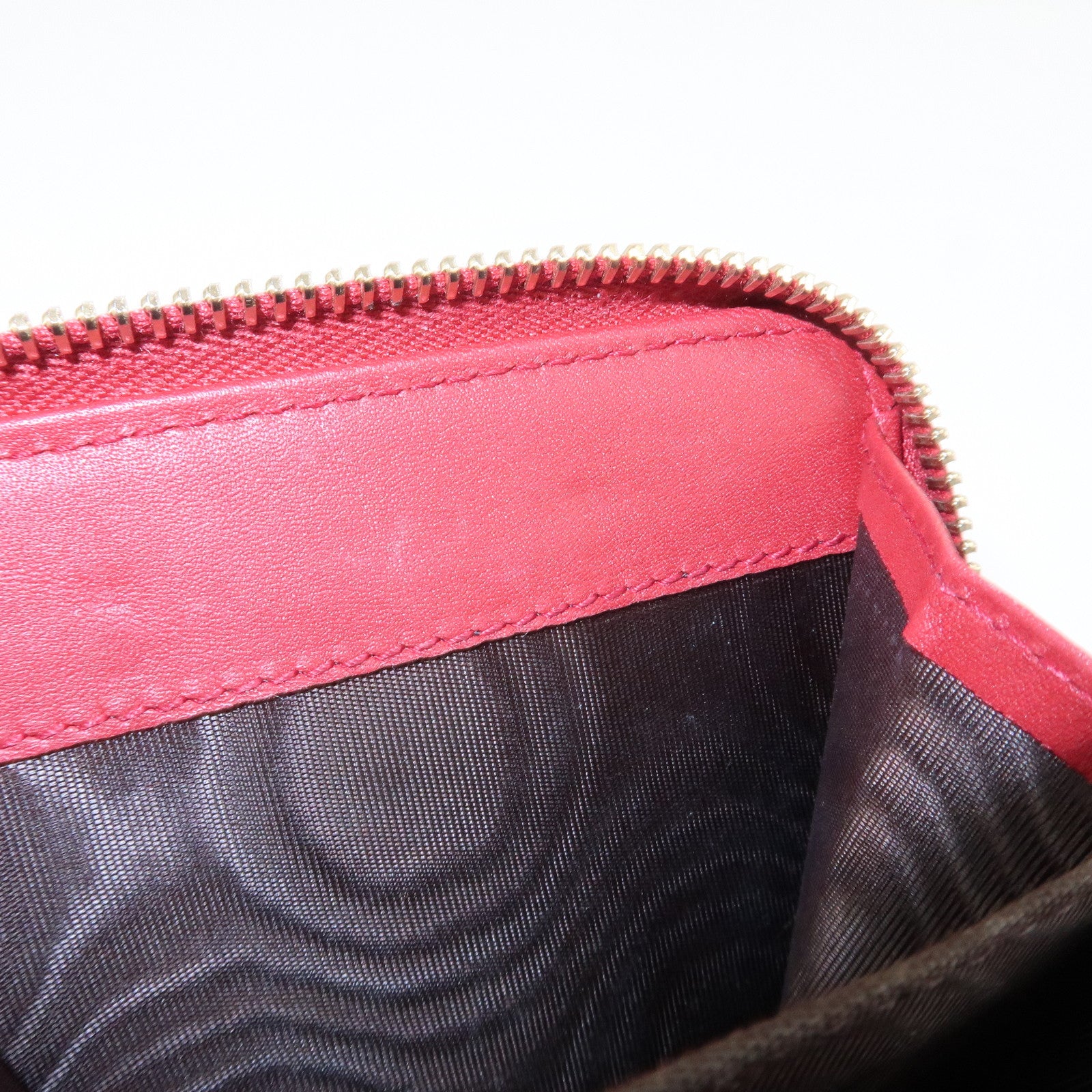 GUCCI Micro Guccissima Leather Bi-Fold Compact Wallet Red 449395 Used