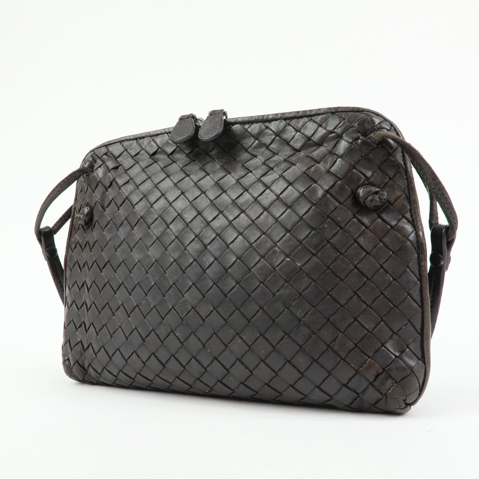 BOTTEGA VENETA Intrecciato Nodini Leather Shoulder Bag Brown 245354