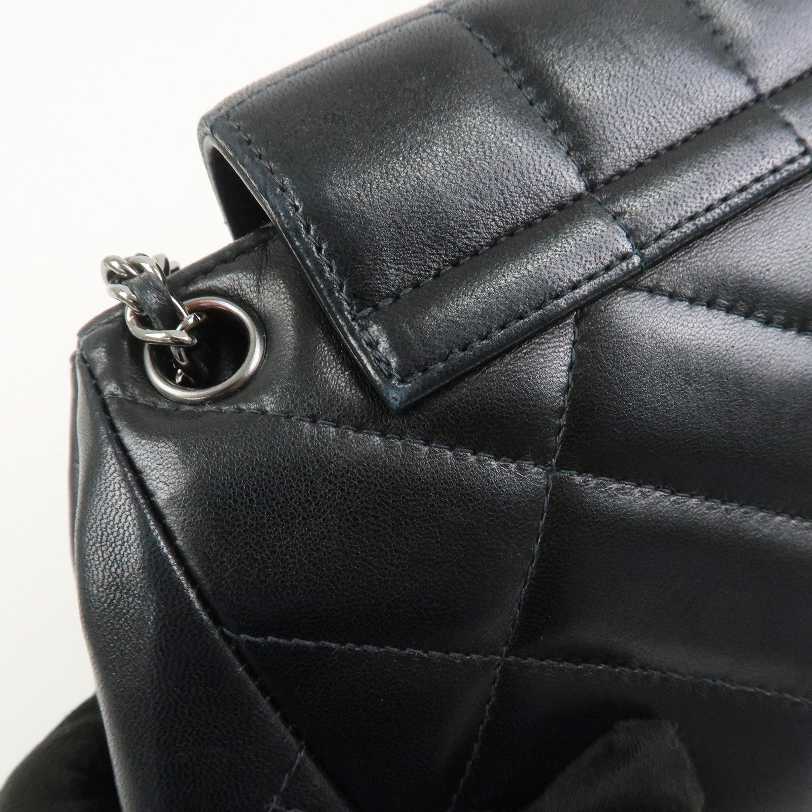 CHANEL COCO Mark Lamb Skin Chain Shoulder Bag Hand Bag Black