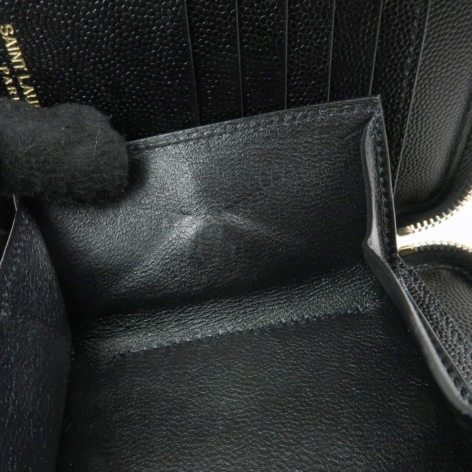 SAINT LAURENT PARIS Cassandra Leather Compact Wallet Black