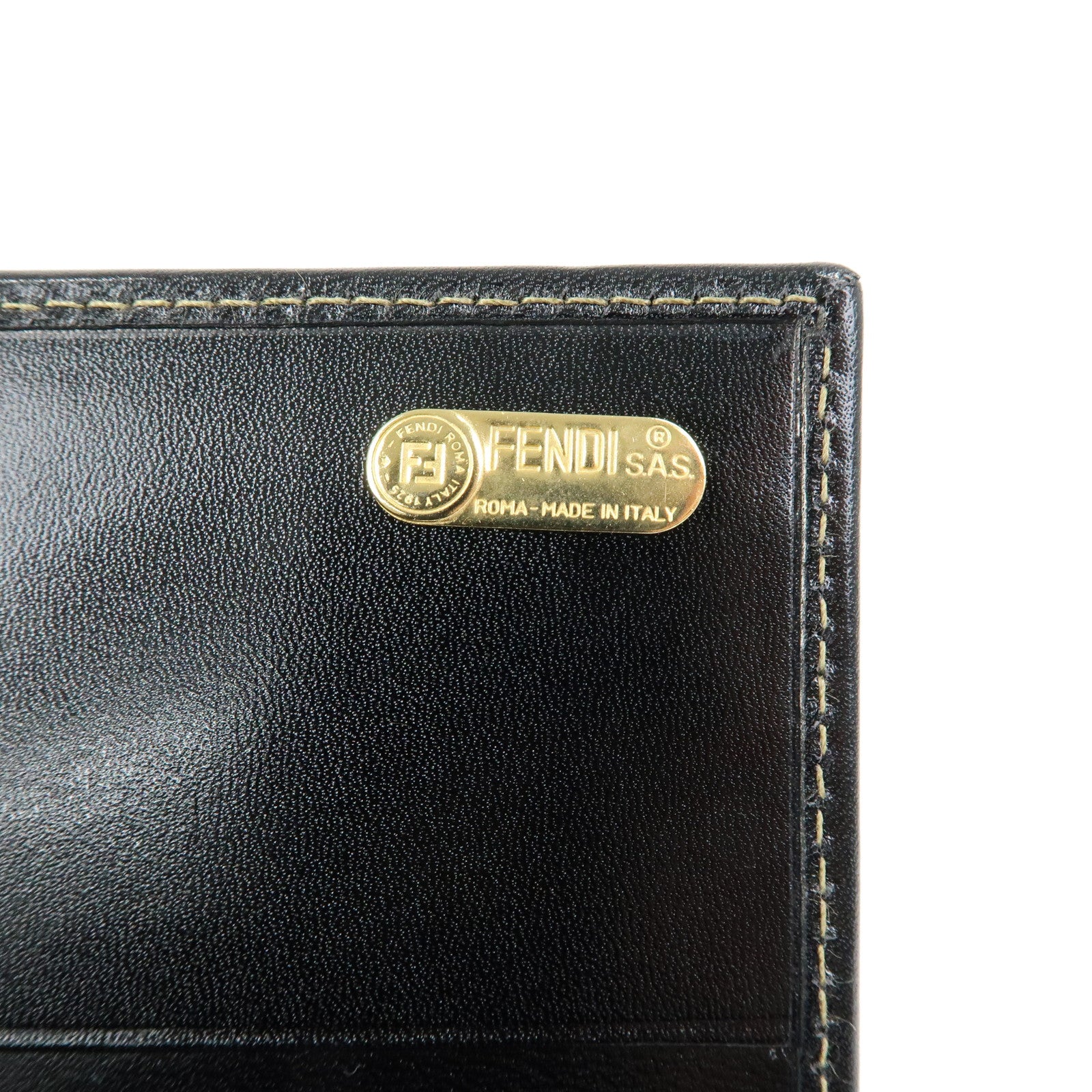 FENDI Zucca Canvas Leather Long Flap Wallet Brown Black 30851