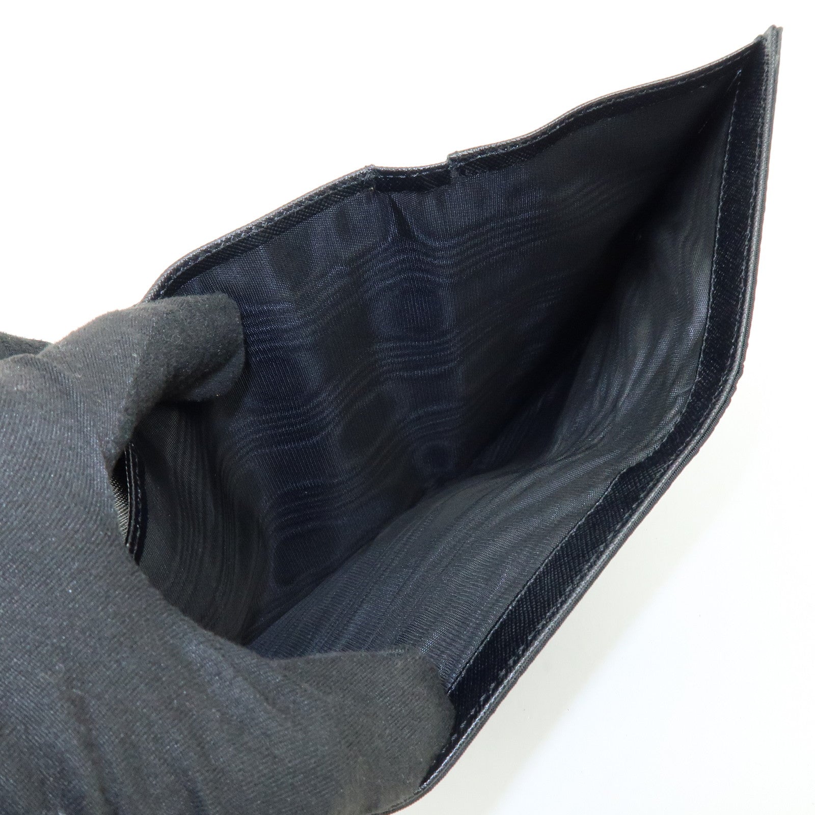 PRADA Triangle Logo Nylon Saffiano Leather Tri-fold Wallet M510