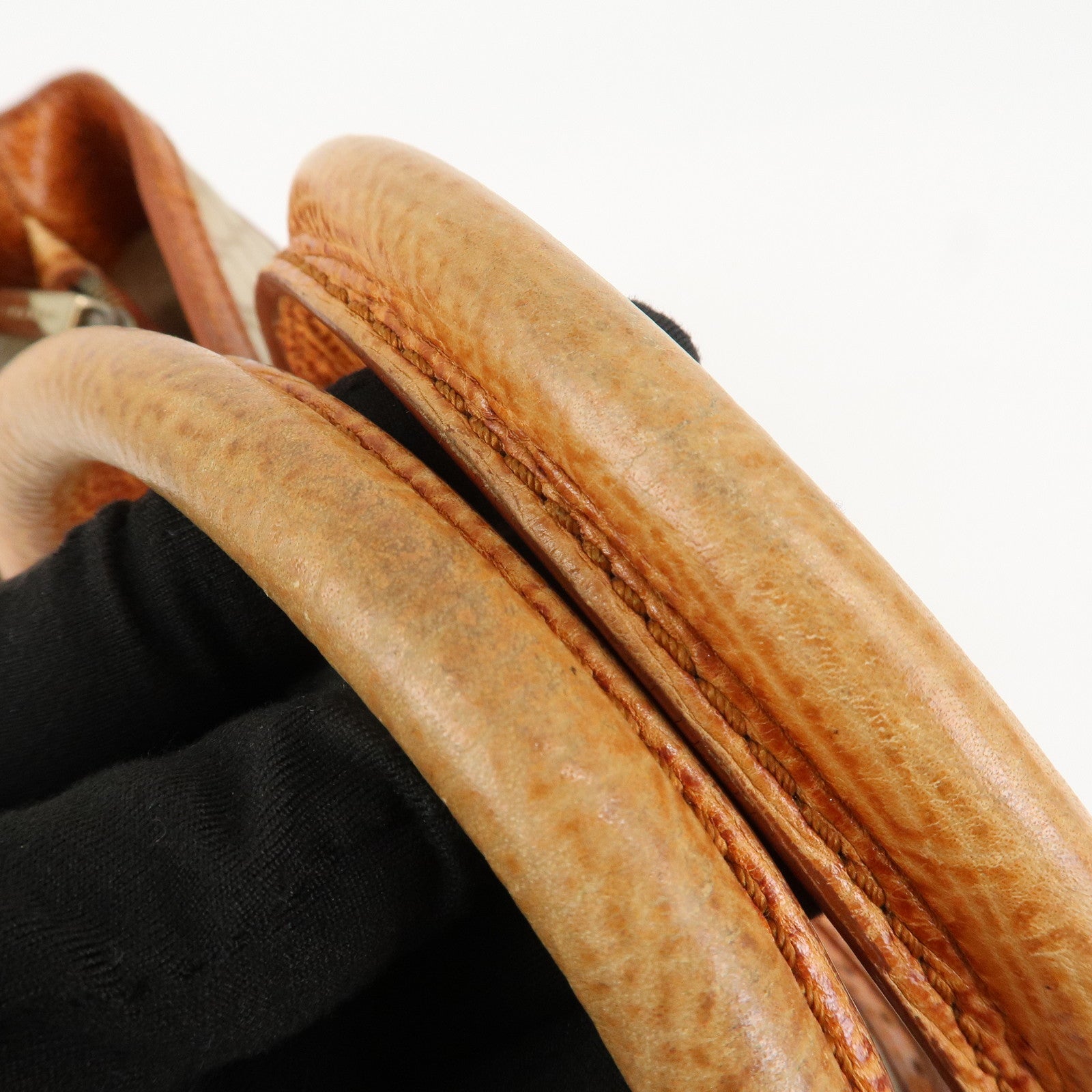 CELINE Macadam Canvas Leather Boogie Bag Hand Bag Beige Brown Used