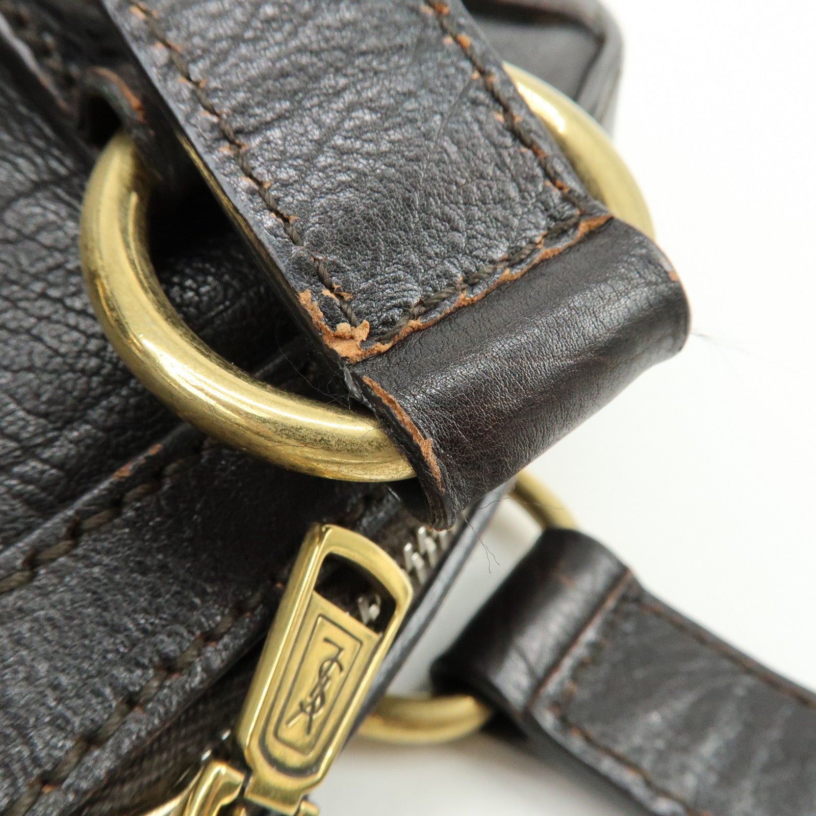 SAINT LAURENT PARIS Muse Y Line Calf Leather Hand Boston Bag Brown