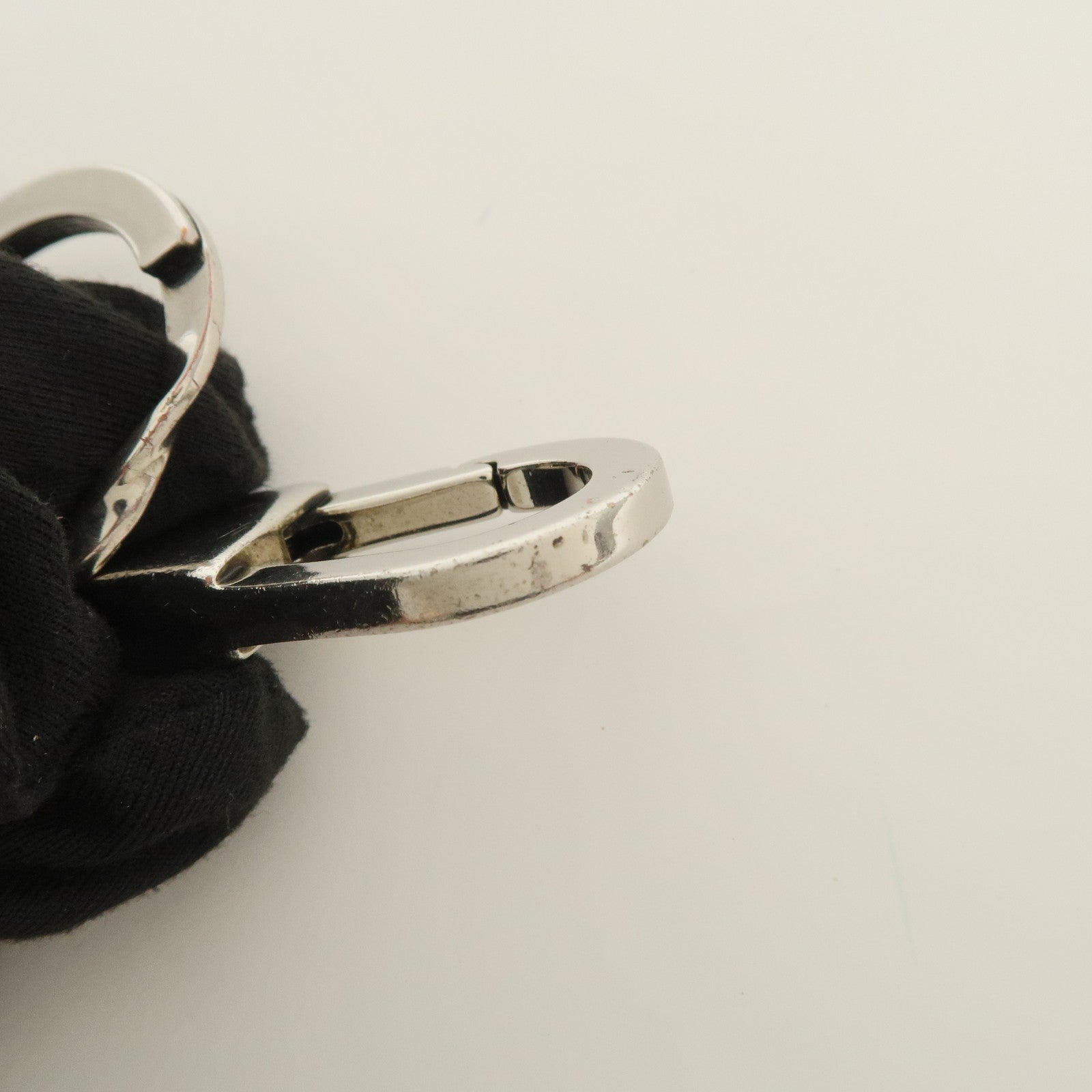GUCCI GG Embossed Leather Metal Bag Charm Key Chain Black 625607