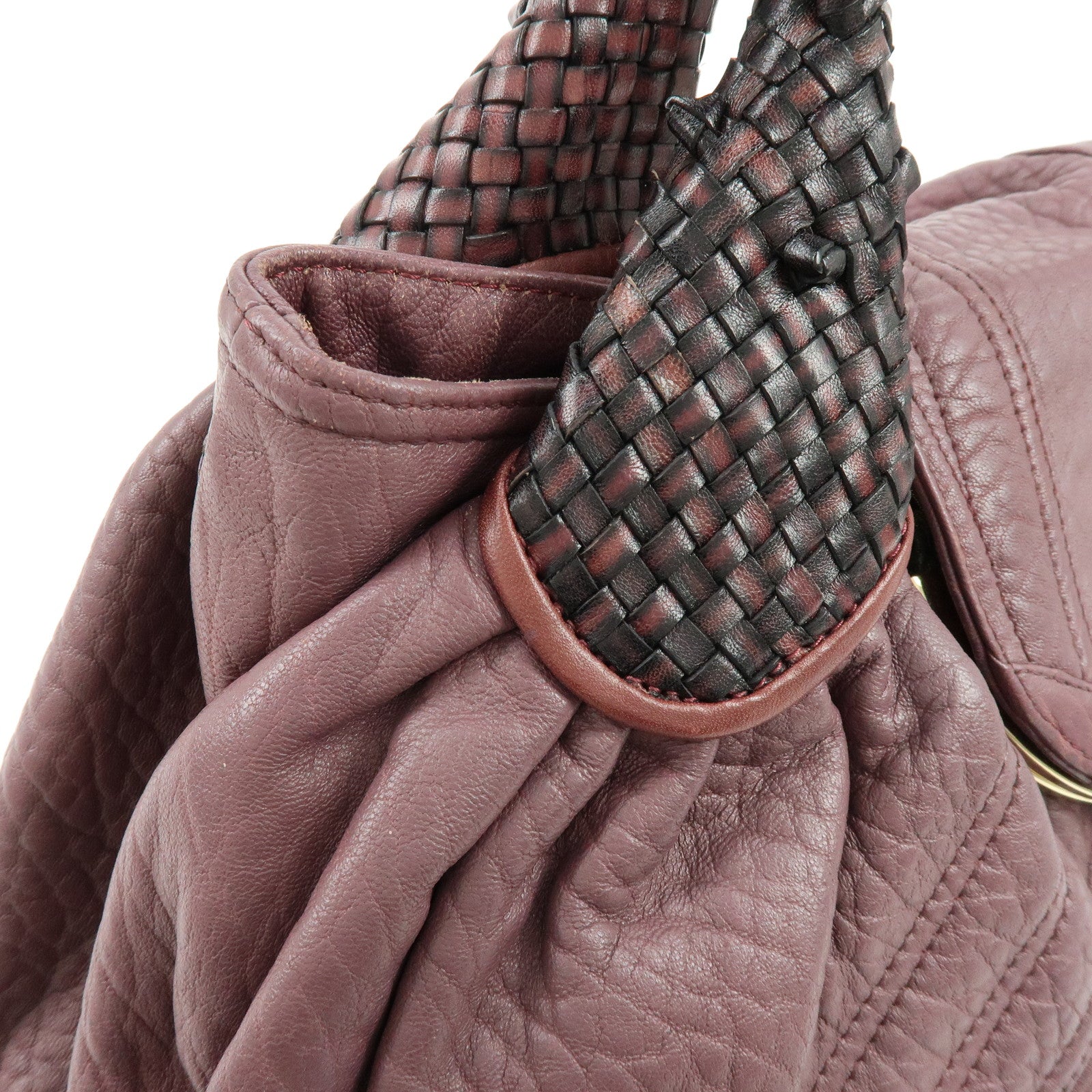 FENDI Leather Spy Bag Hand Bag Shoulder Bag Purple 8BR511