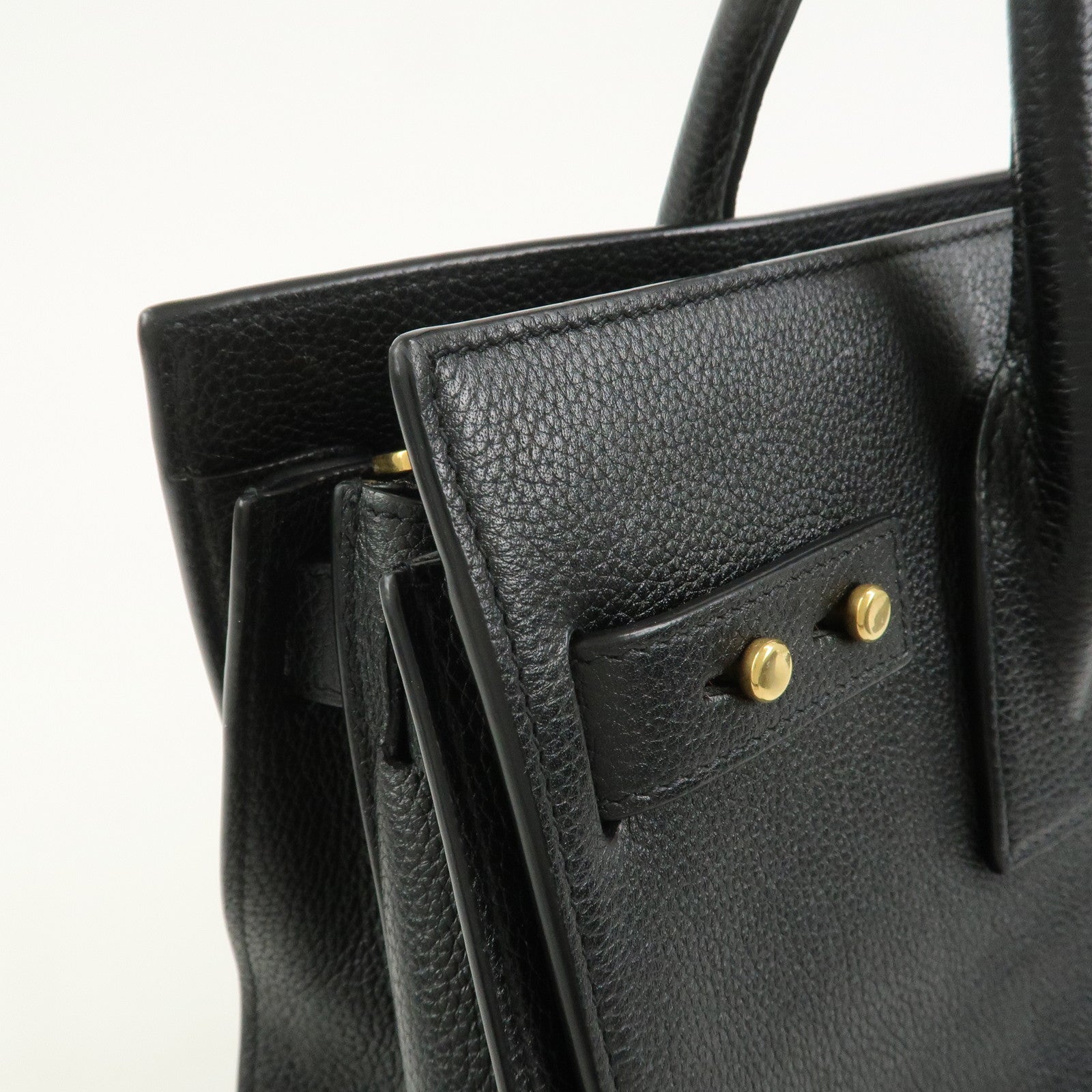 SAINT LAURENT PARIS Grain Calf Leather 2Way Bag Black 717447