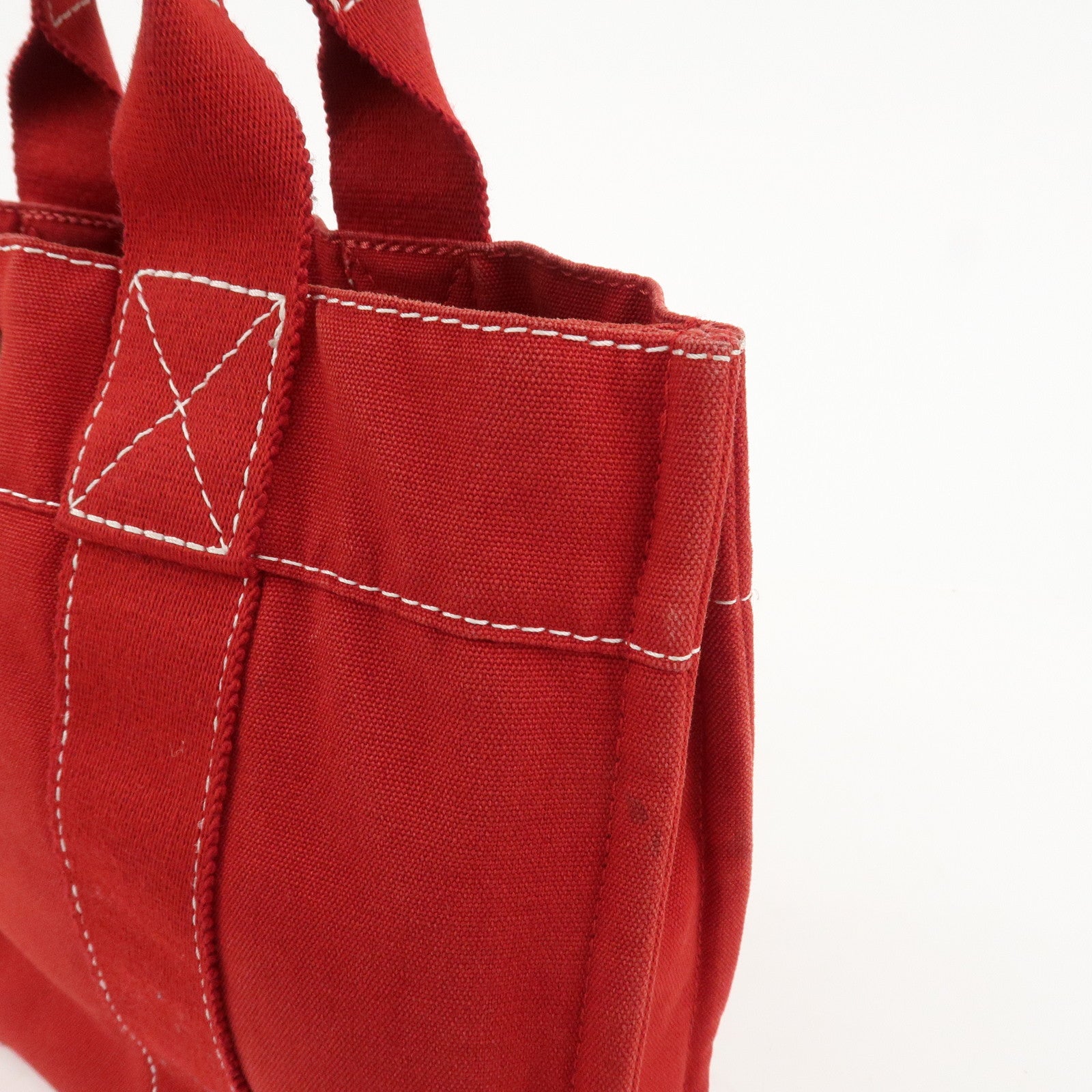 HERMES Deauville PM Canvas Tote Bag Hand Bag Red