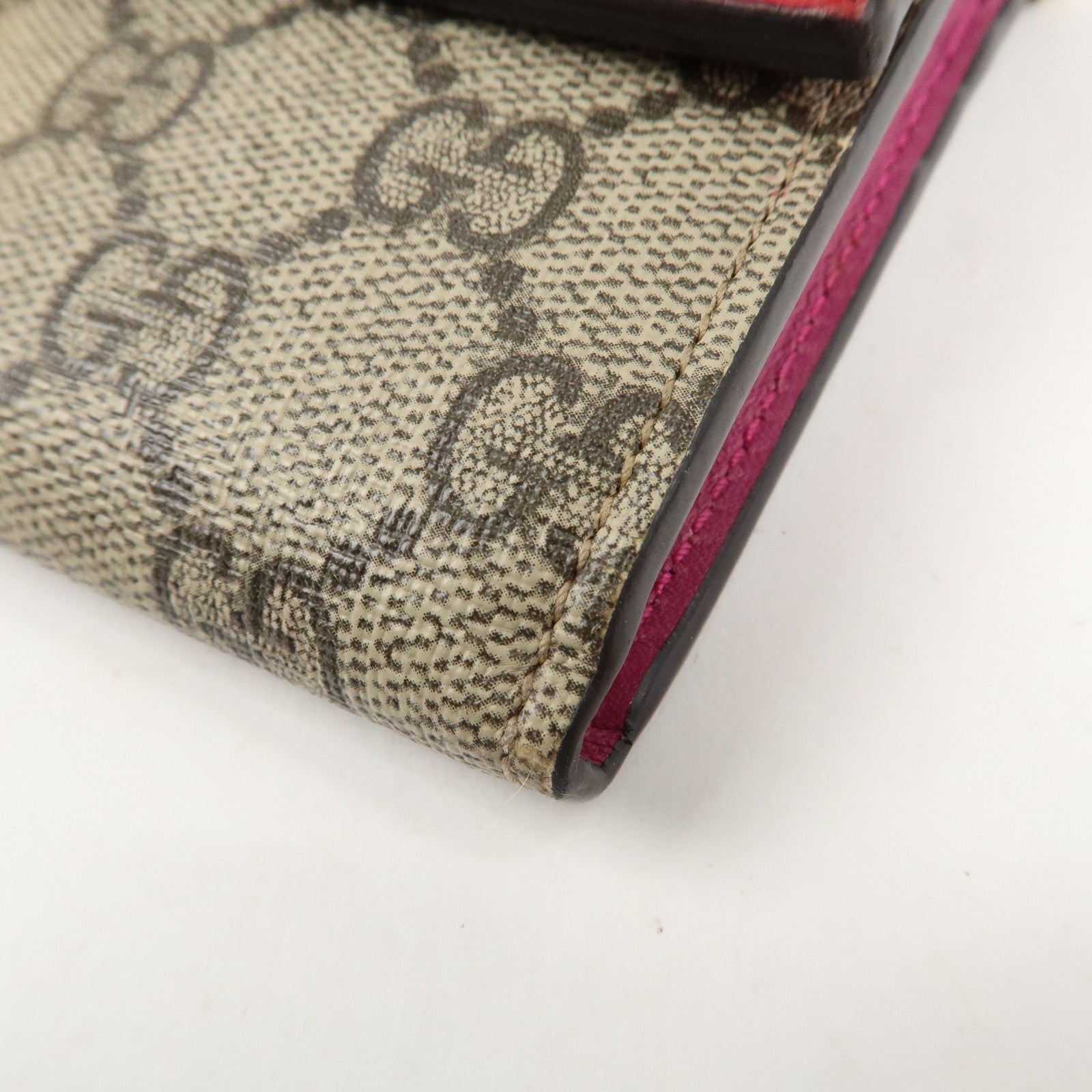 GUCCI GG Supreme Leather Canvas Padlock Chain Long Wallet 453506