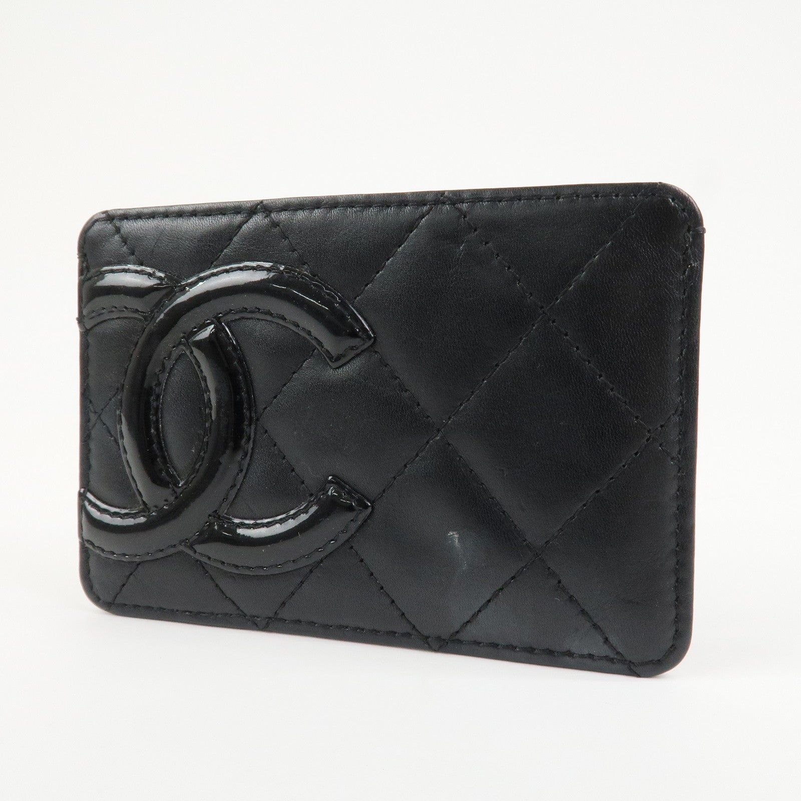CHANEL Cambon Line Matelasse COCO Mark Card Case Black A26725