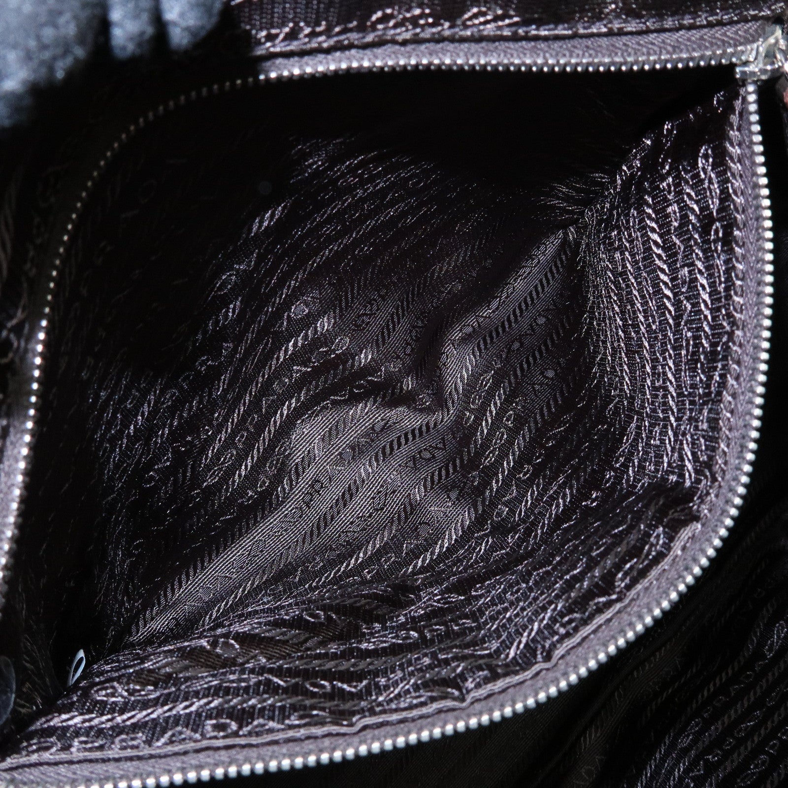 PRADA Triangle Logo Canvas Leather Hand Bag Beige Red