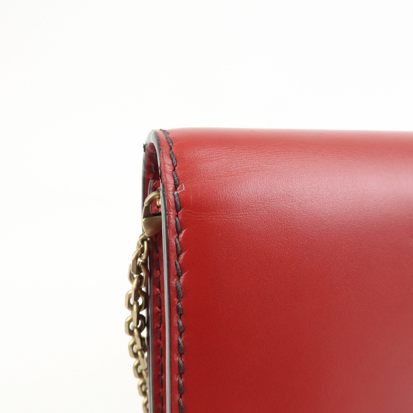 Christian Dior J’Adior Leather Chain Wallet WOC Shoulder Bag Red