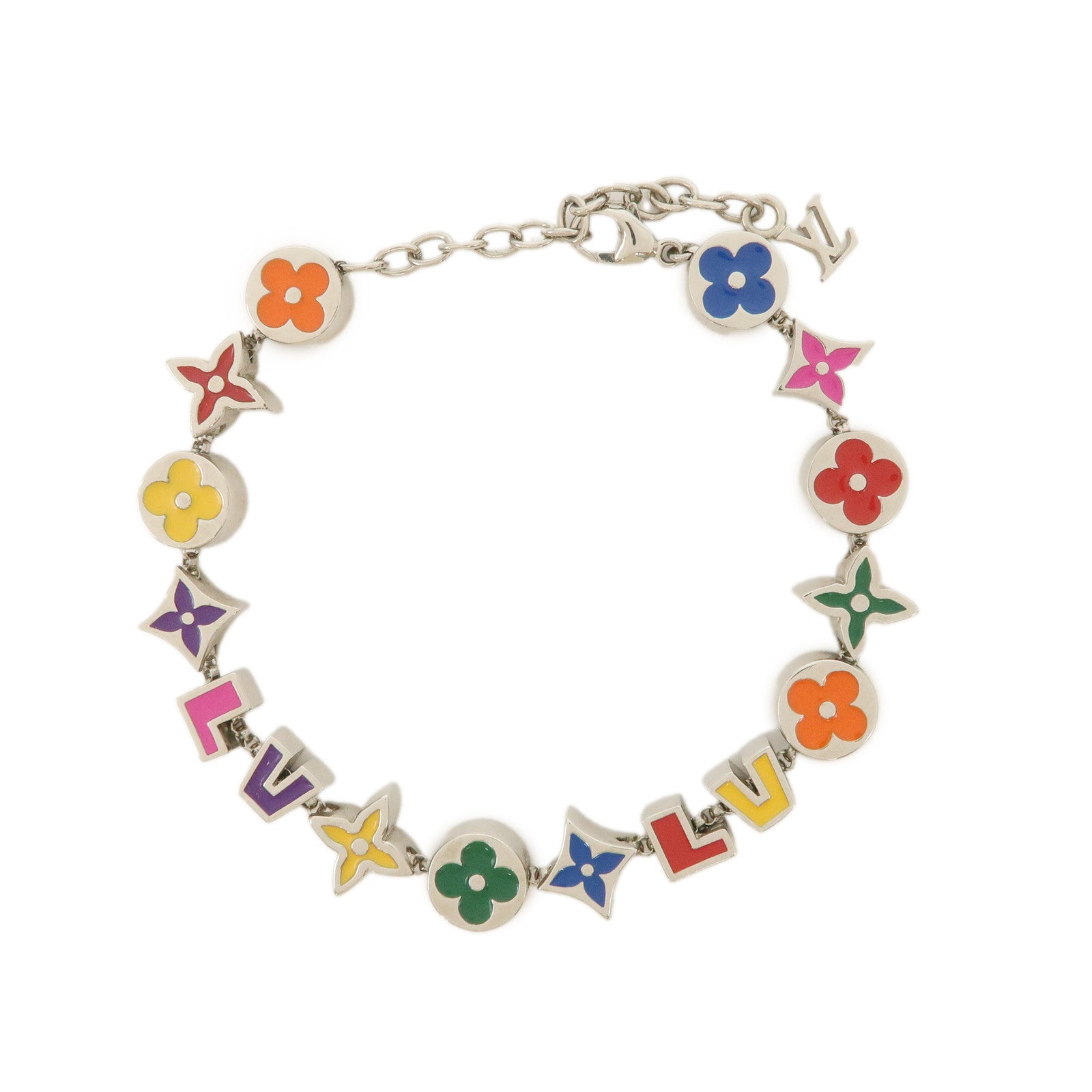 Louis Vuitton Monogram Party Bracelet Multicolor Silver M1545
